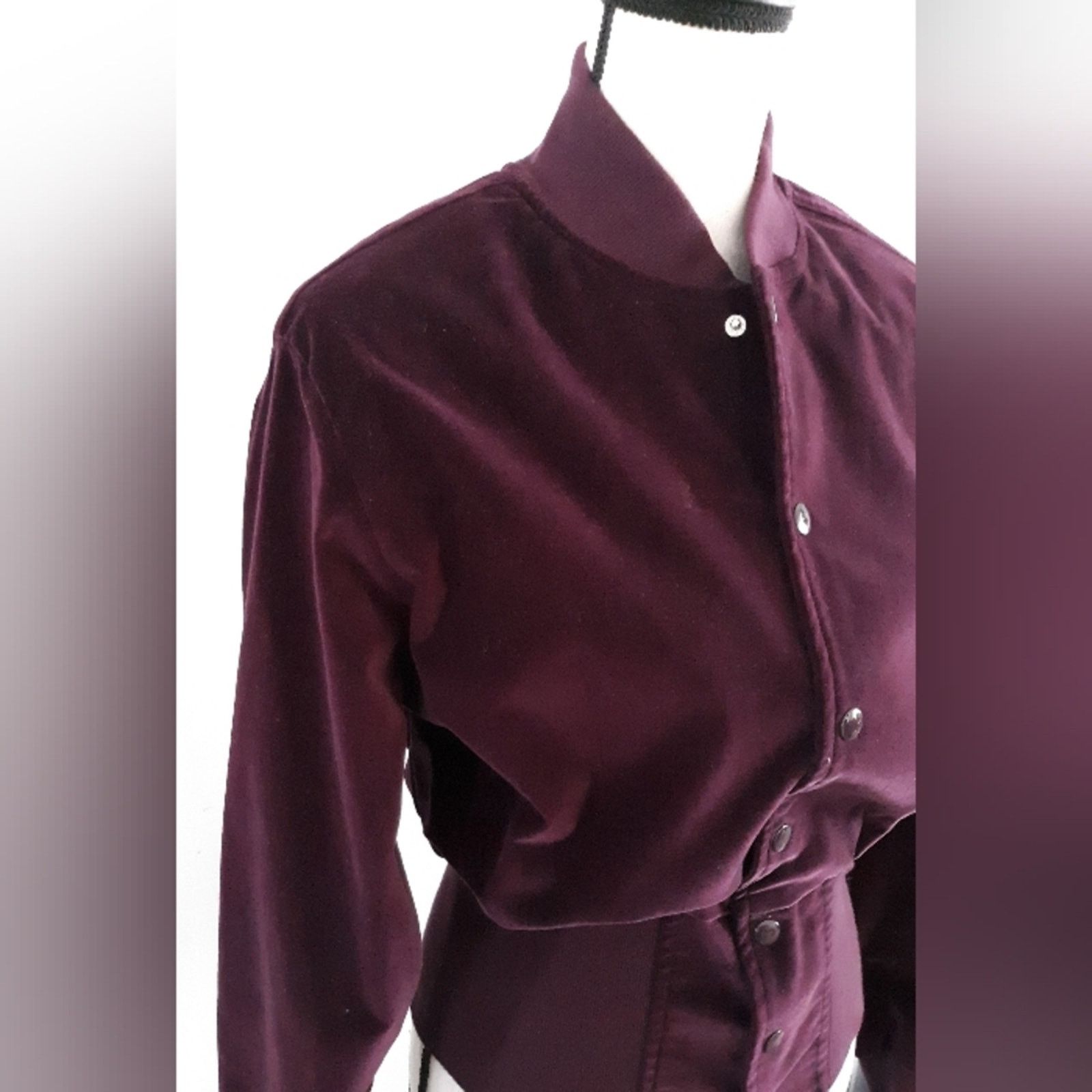 Vintage VTG Suzanne Somers Velour Bomber Jacket Size XS / US 0-2 / IT 36-38 - 3 Thumbnail