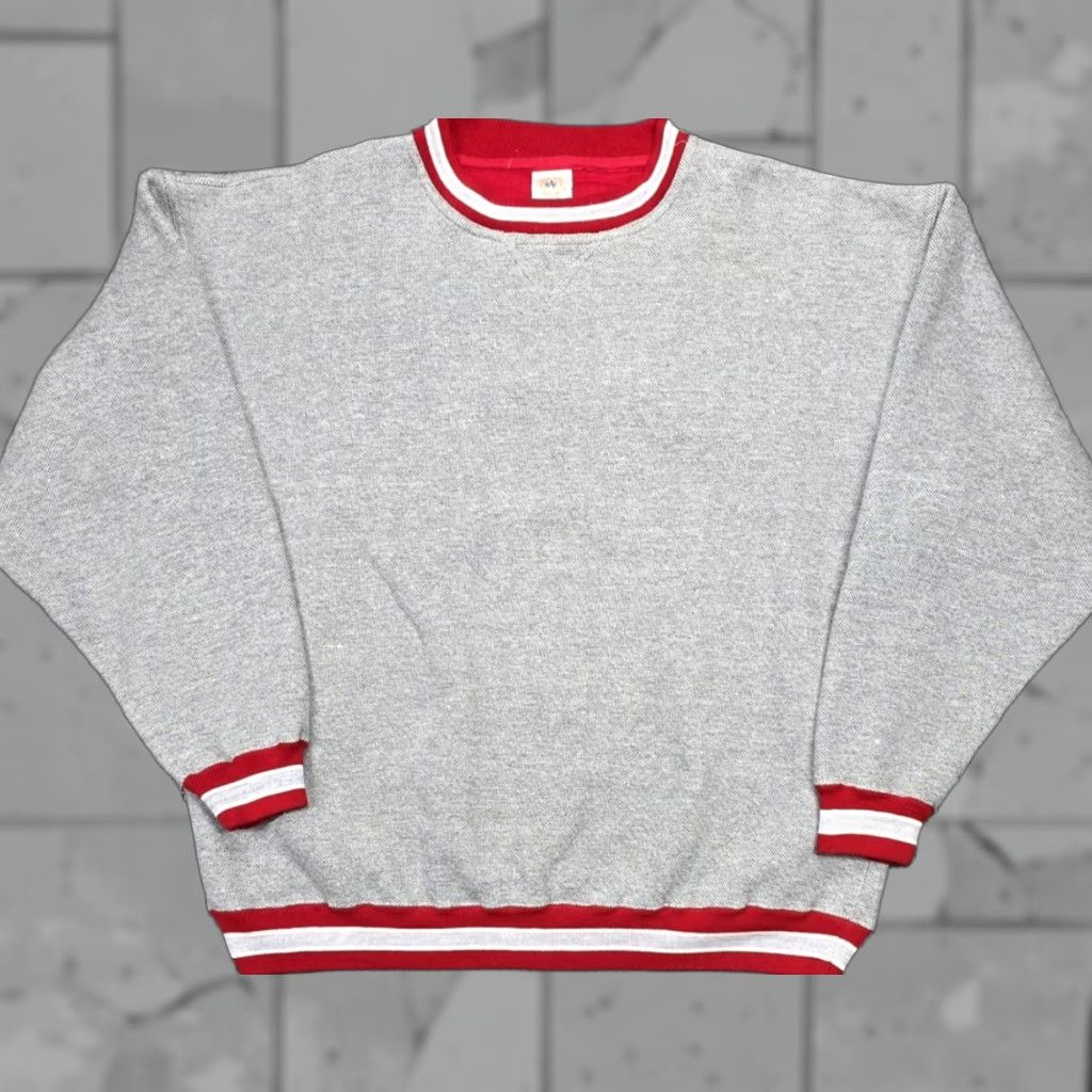Vintage VINTAGE BAC Premier Gray Crewneck Long Sleeve Sweatshirt L Pullover Men 90s Fish American NC State Red Accent Collar Size US L / EU 52-54 / 3 - 1 Thumbnail