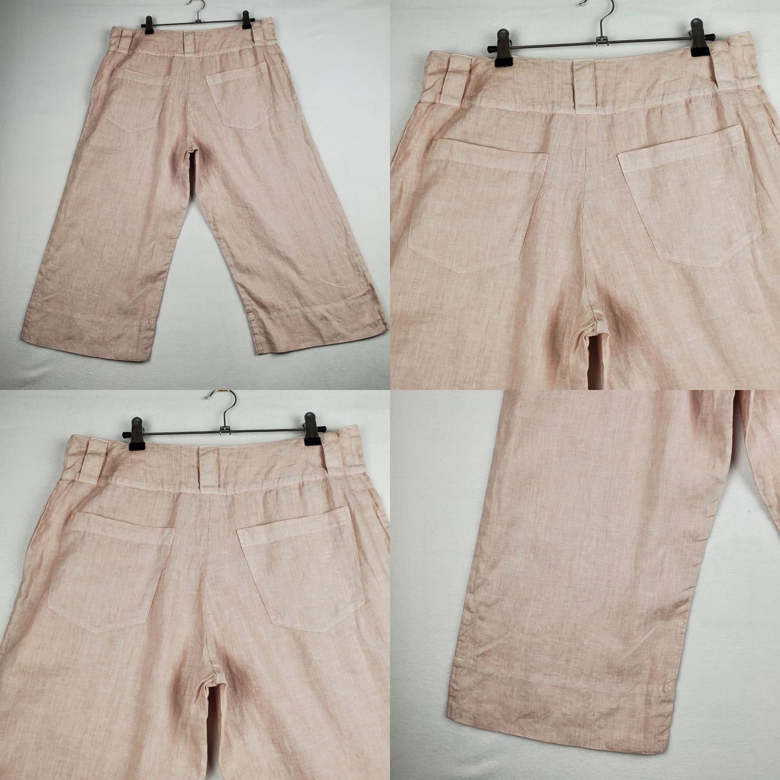 Pinko Shack Incorporated Capri Pants Women's Large Pink 100% Linen High-Rise Wide Leg Size 36" / US 14 / IT 50 - 8 Thumbnail