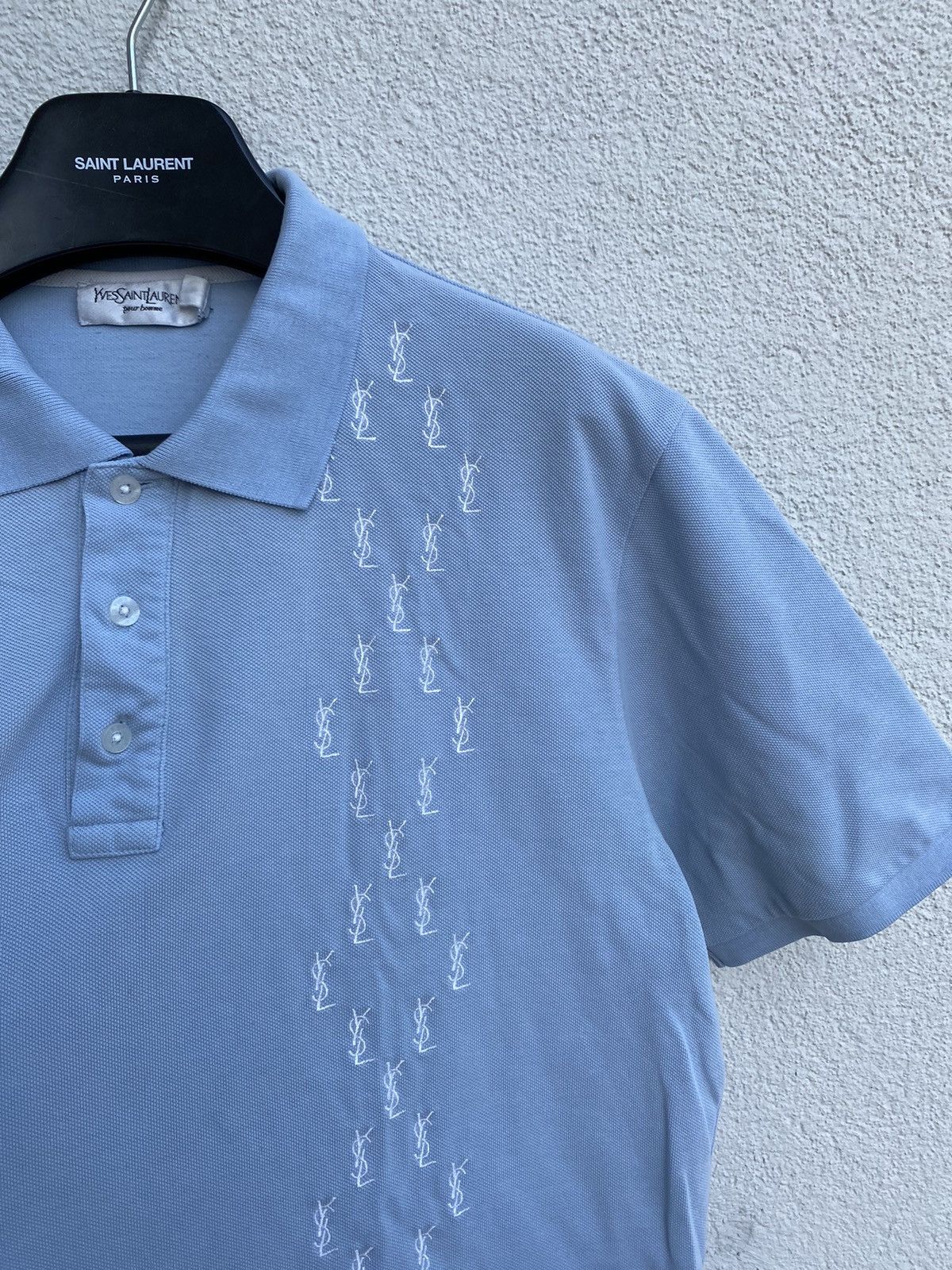 image of Vintage x YVES Saint Laurent Monogram YSL Polo Blue YSL T-Shirt YSL Shirt, Men's (Size XL)