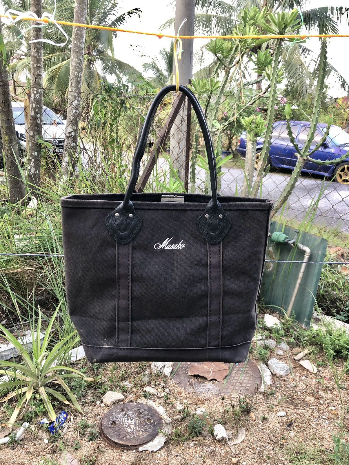 L.L. Bean LL BEAN LEATHER HANDLE FADED BLACK TOTEBAG Grailed