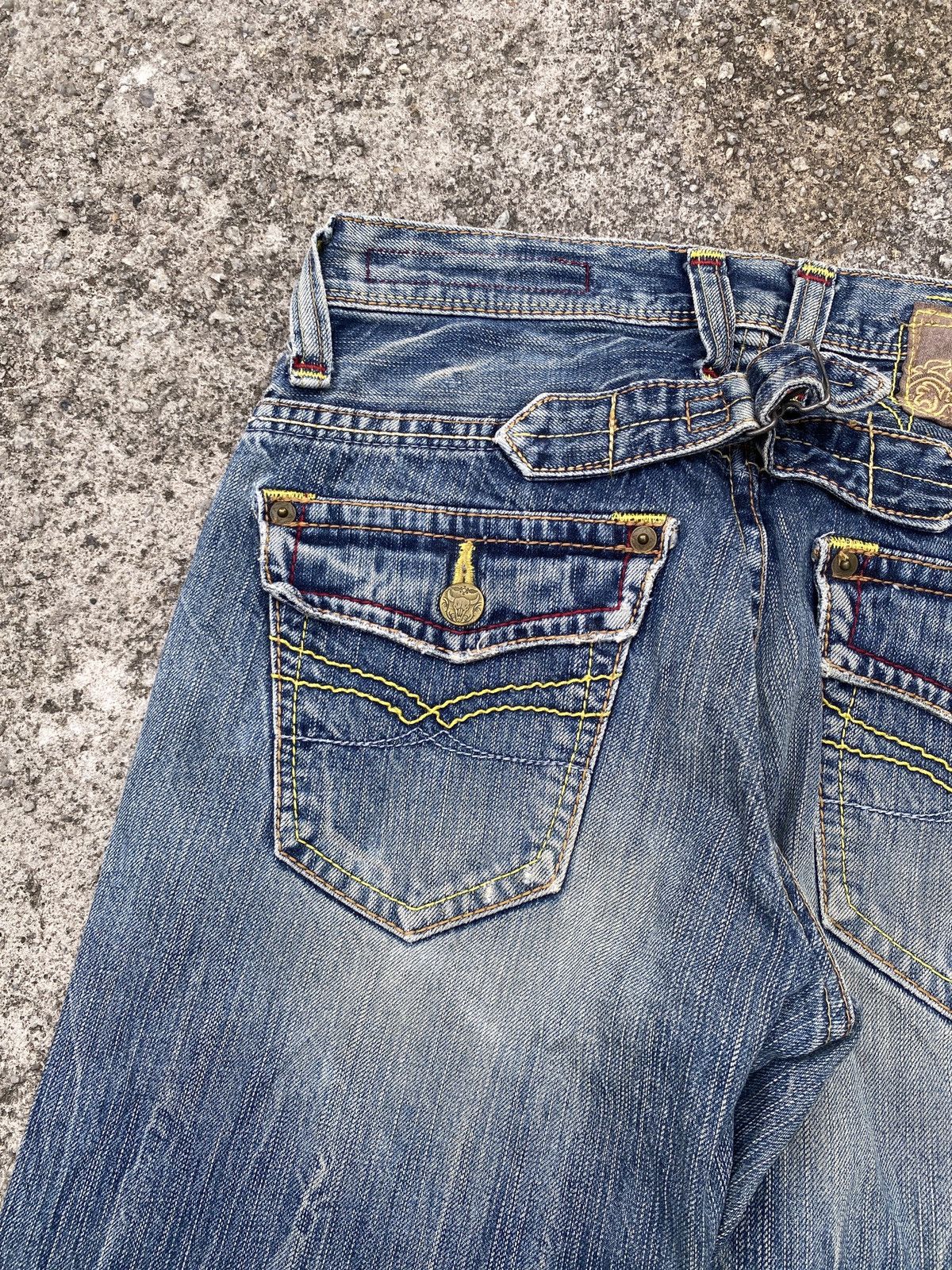Japanese Brand Flare Brappers Japan Buckle Back Faded Distressed Denim Size US 28 / EU 44 - 14 Thumbnail