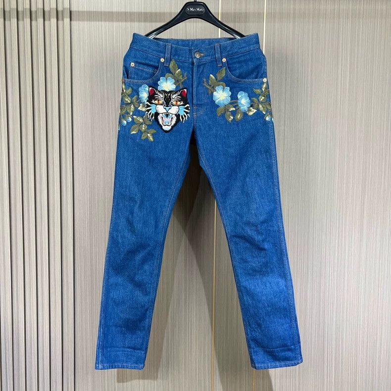Gucci Gucci Tiger head floral embroidered jeans 2504-Nextarrow Size US 29 - 1 Thumbnail