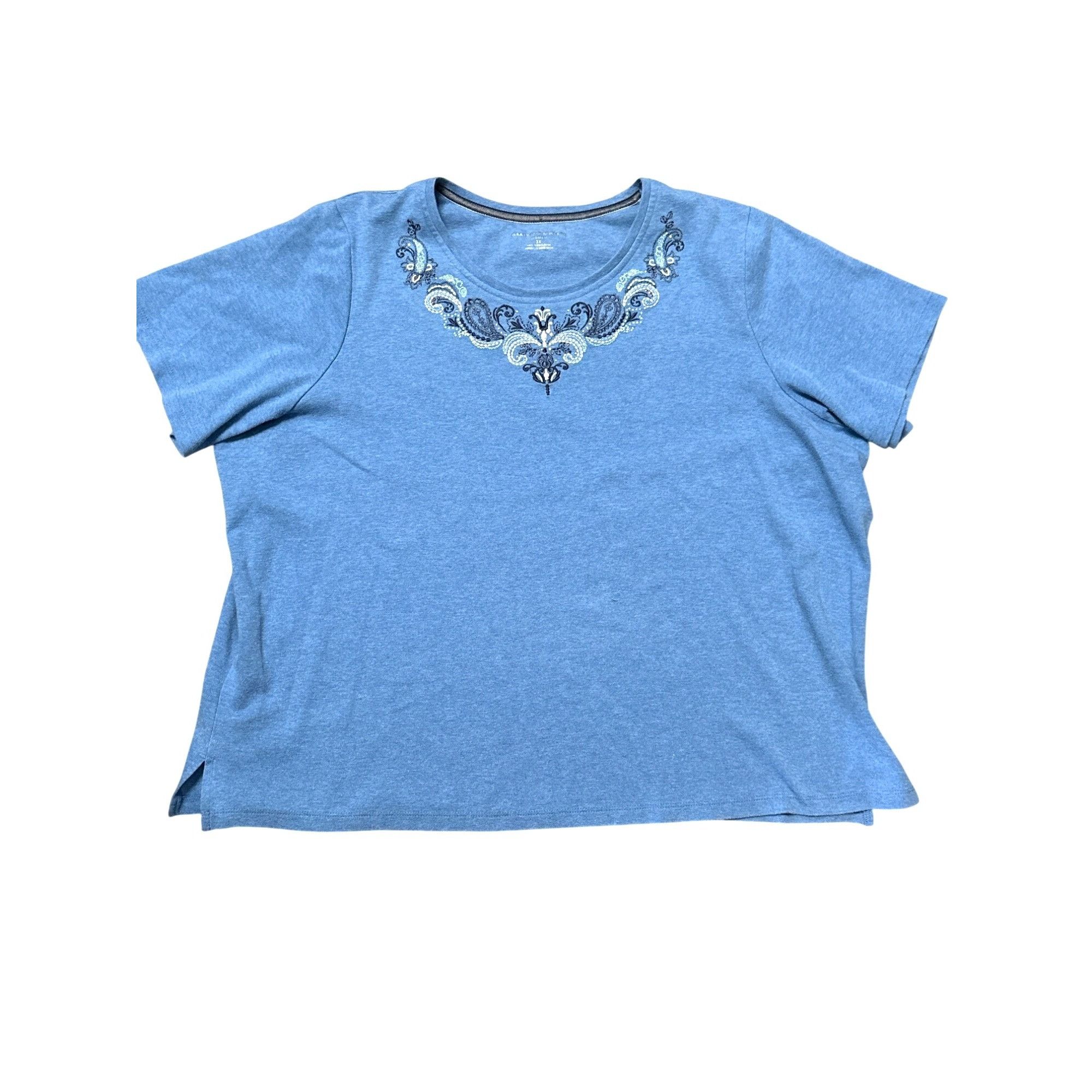 Other Allison Daley 3X Blue Embroidered Tee Shirt Soft Cotton Knit Size 3XL / US 20-22 - 7 Thumbnail