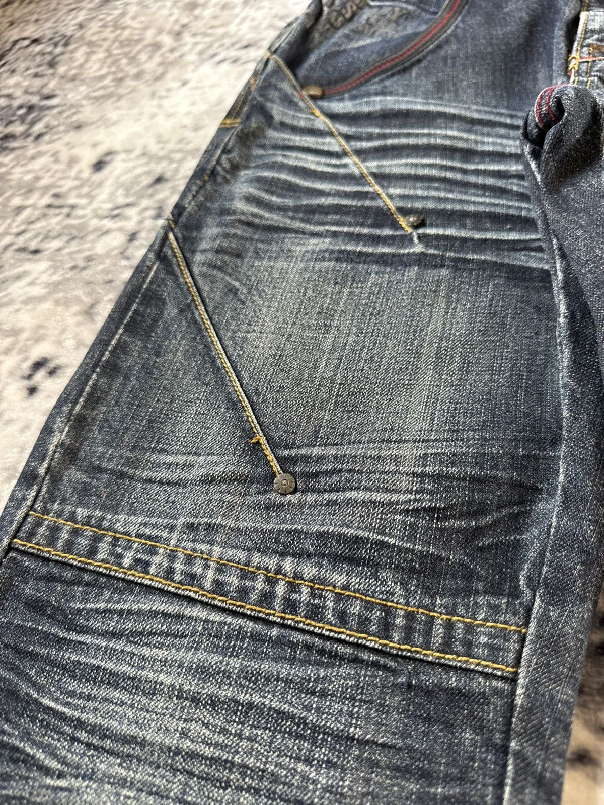 Japanese Brand Lemans Japan Claw Mark Whiskers Shadow Wash Jeans Size US 29 - 10 Thumbnail