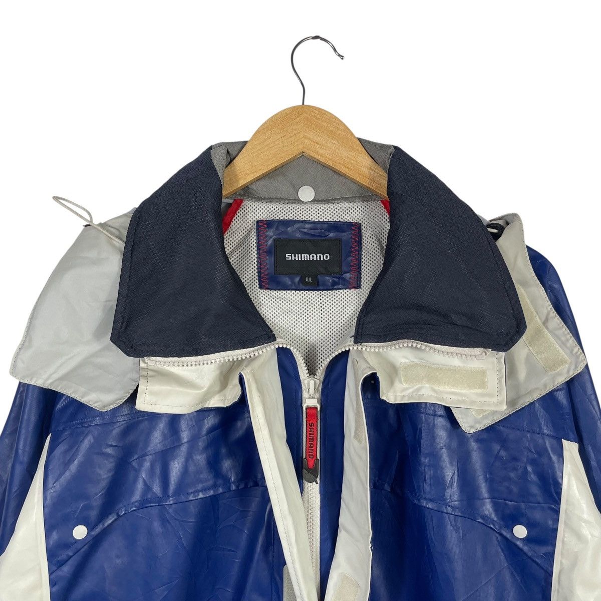 Vintage Shimano Waterproof Fishing Jacket Blue White Hooded Outdoor Size US XL / EU 56 / 4 - 5 Thumbnail