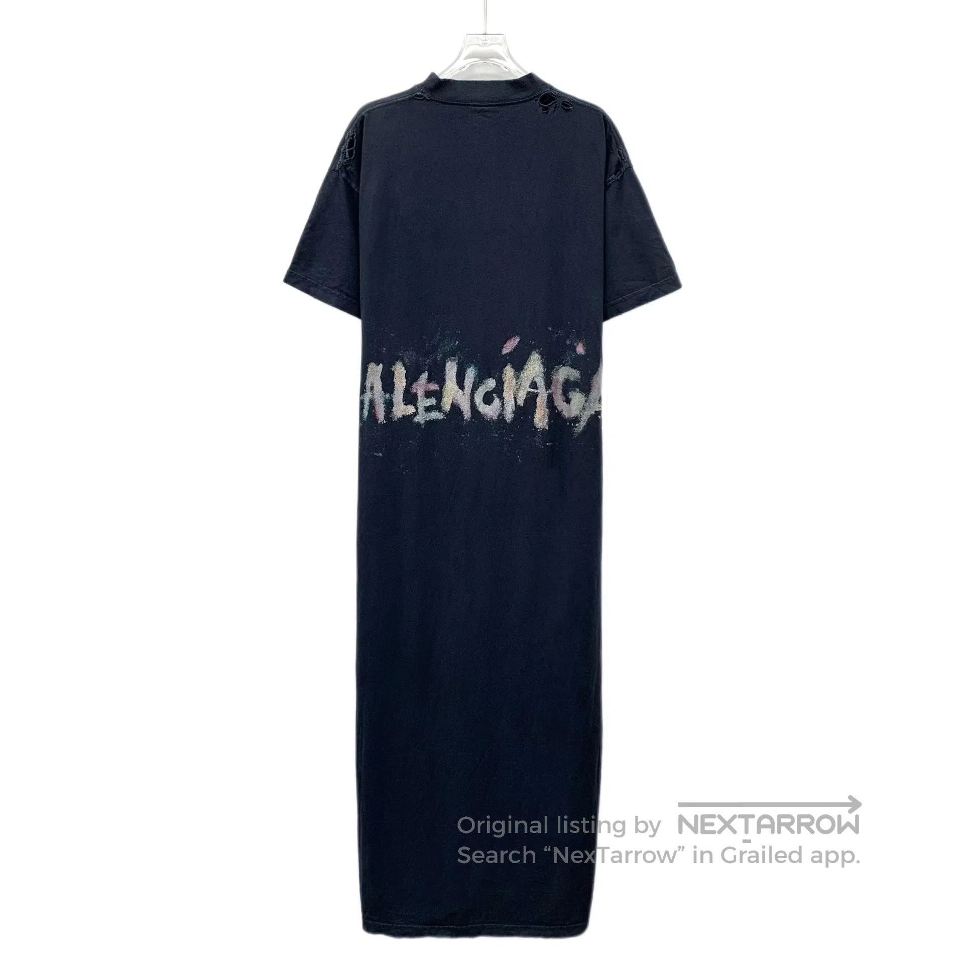 Balenciaga Balenciaga Black logo letter distressed short-sleeve dress Size S / US 4 / IT 40 - 2 Thumbnail
