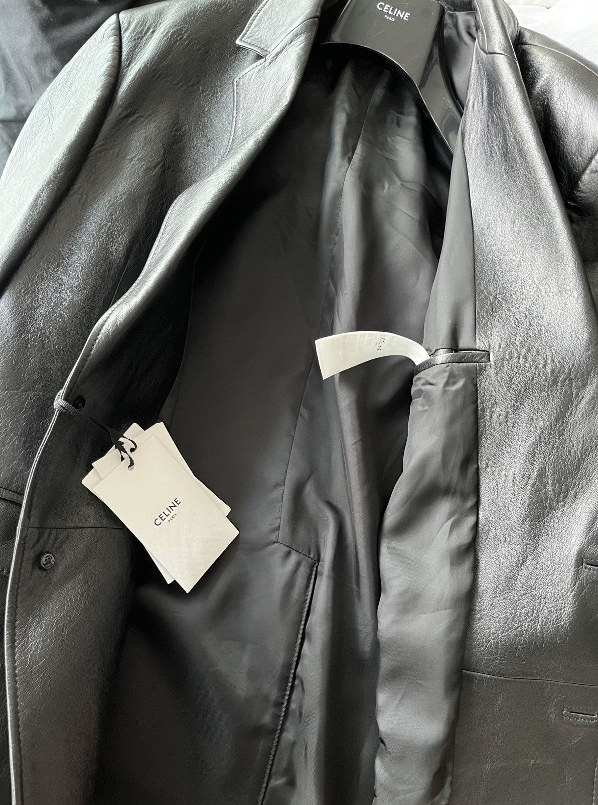 Celine × Hedi Slimane $6k Value Celine Paris Leather Blazer by Hedi Slimane Size 54R - 18 Thumbnail