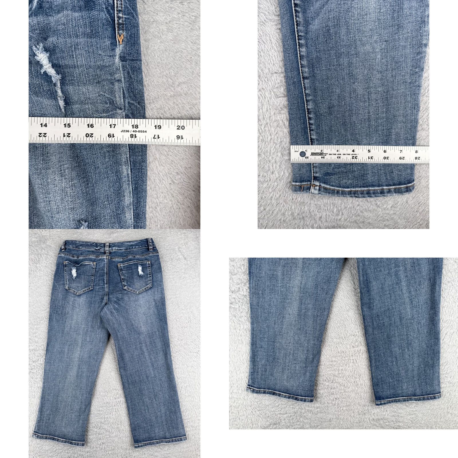 Vintage Maurices Jeans Capri Mid 11 Blue Denim Distressed 30x22 Cotton Blend Womens Capri Jeans Size 32" / US 10 / IT 46 - 9 Thumbnail