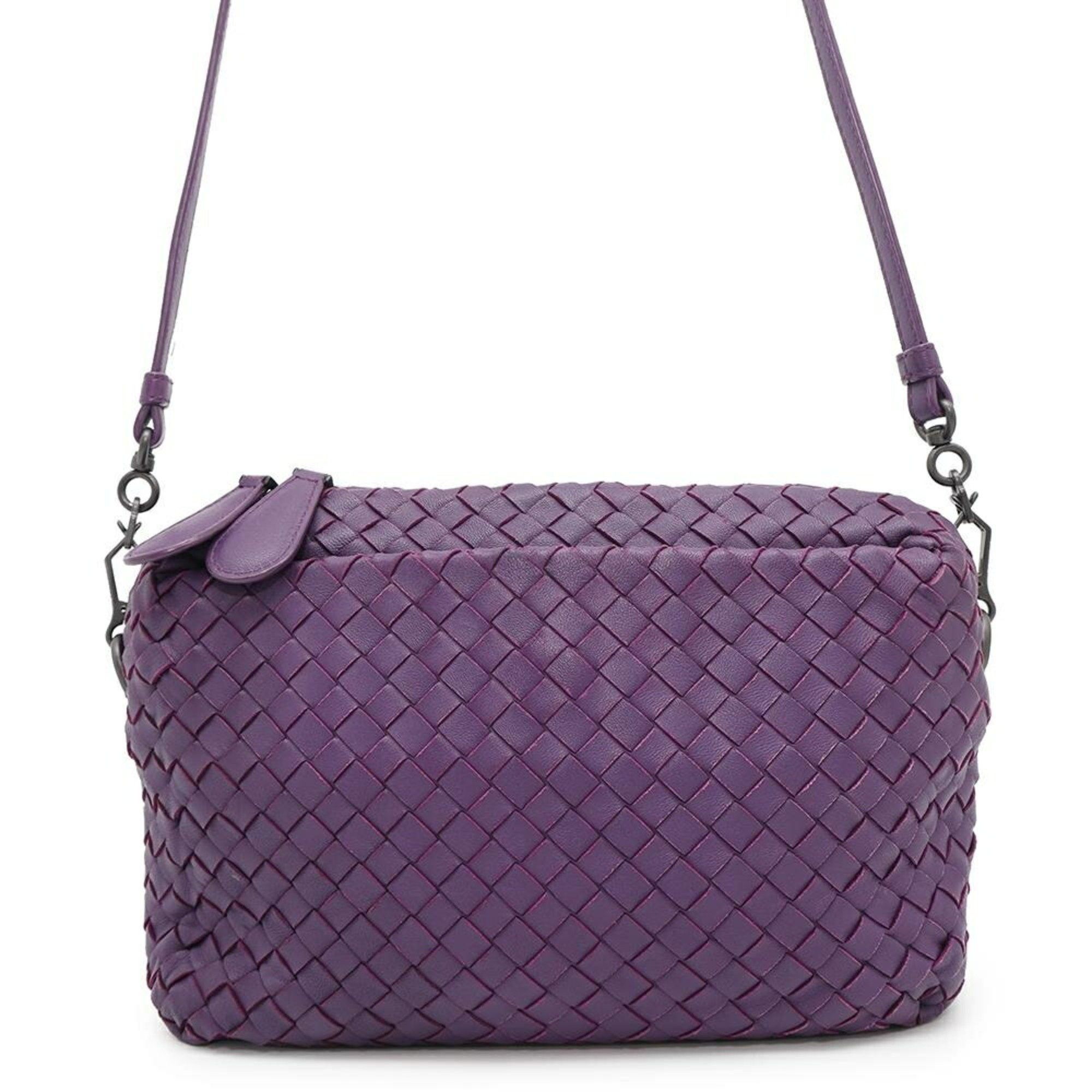 Bottega Veneta Shoulder Bag Intrecciato Leather Bottega Veneta in Purple, Women's
