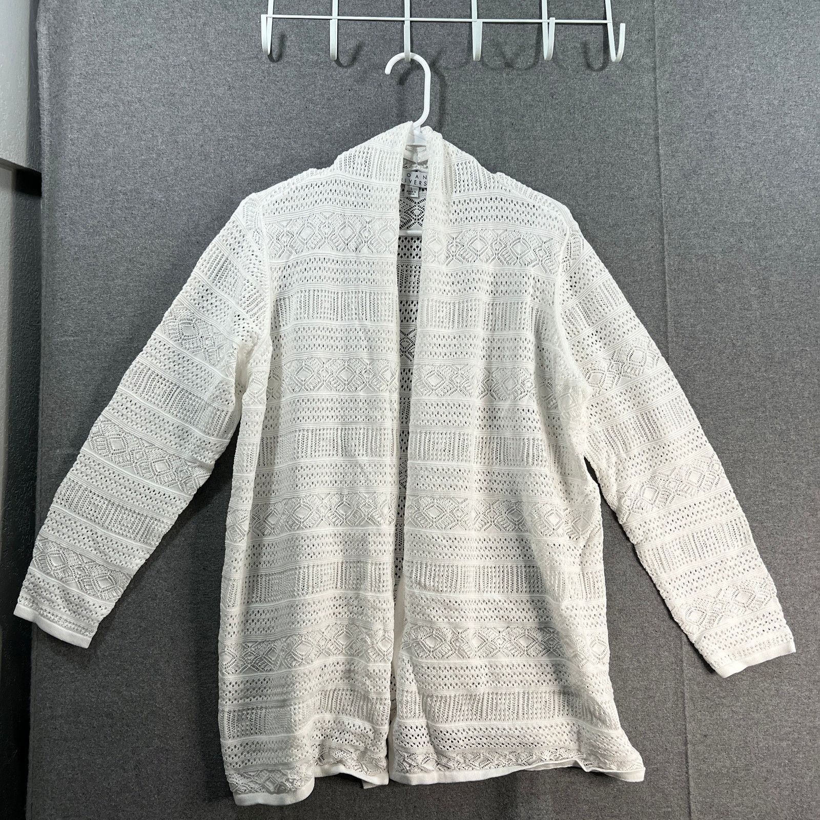 Other Joan Rivers Women's Cardigan Crochet Stripe Open Front Size L / US 10 / IT 46 - 1 Thumbnail