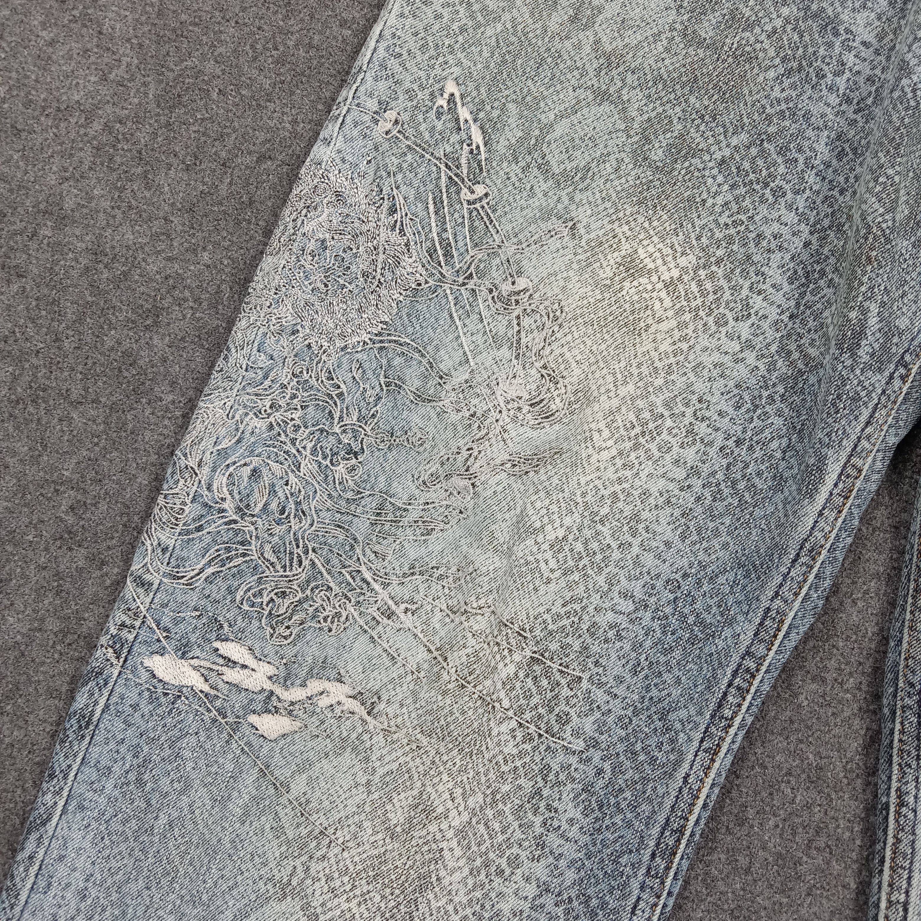Karakuri Tamashii karakuri Tamashi Japanese Snake Embroidery Denim Jeans E1A35 Size US 34 / EU 50 - 9 Thumbnail