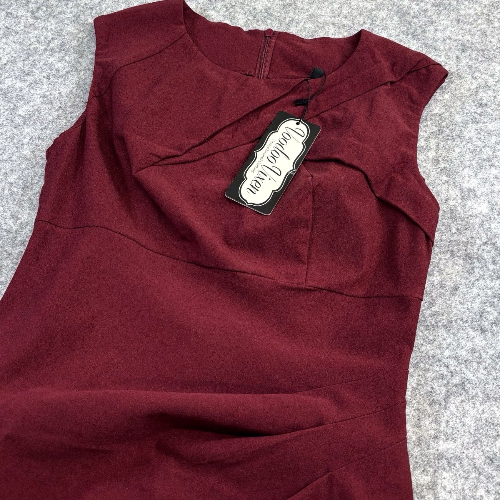 Vintage Voodoo Vixen Dress Sleeveless Burgundy Pencil Dress Womens Small New with Defects - Party Cocktail Formal Knee Length Vintage No Pattern Size S / US 4 / IT 40 - 6 Thumbnail
