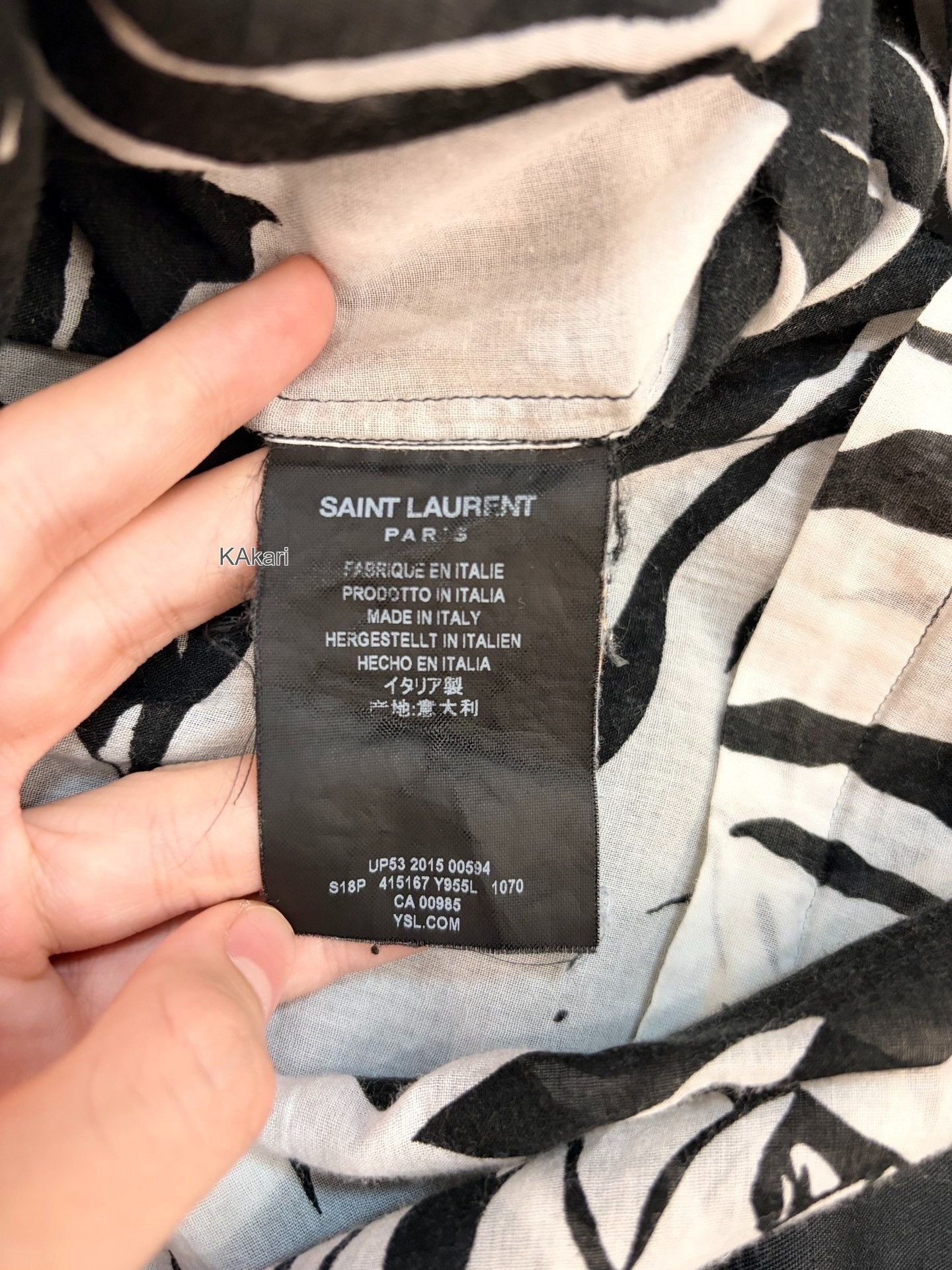 Saint Laurent Paris Saint Laurent 16ss Cuban Collar Palm Shirt Size US S / EU 44-46 / 1 - 4 Thumbnail
