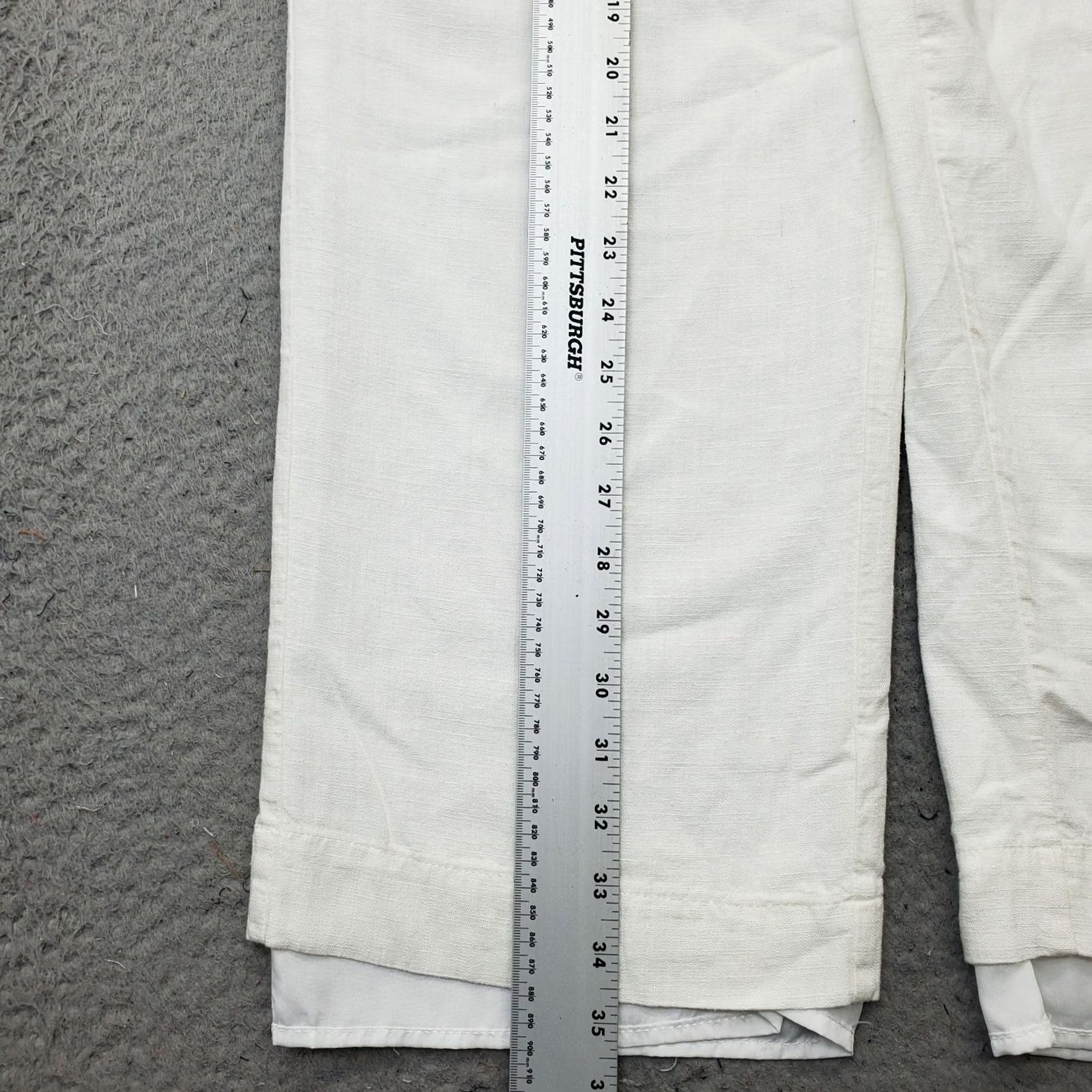 Vintage Halogen Trouser Pants Womens Small White Linen Blend Patch Pocket Wide Leg Lined Size 28" / US 6 / IT 42 - 4 Thumbnail