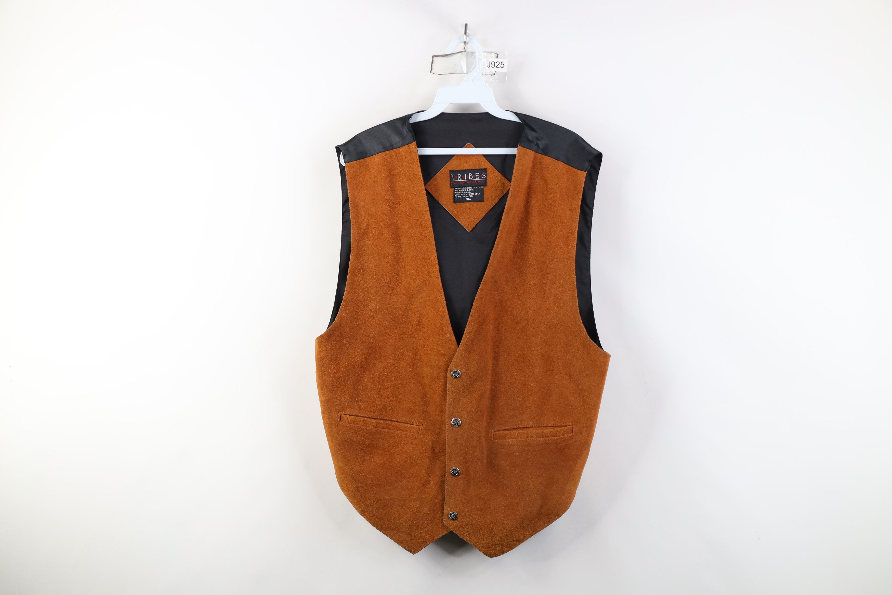 Vintage Vintage 90s Streetwear Leather Buckle Back Vest Jacket Brown Size US XL / EU 56 / 4 - 1 Thumbnail