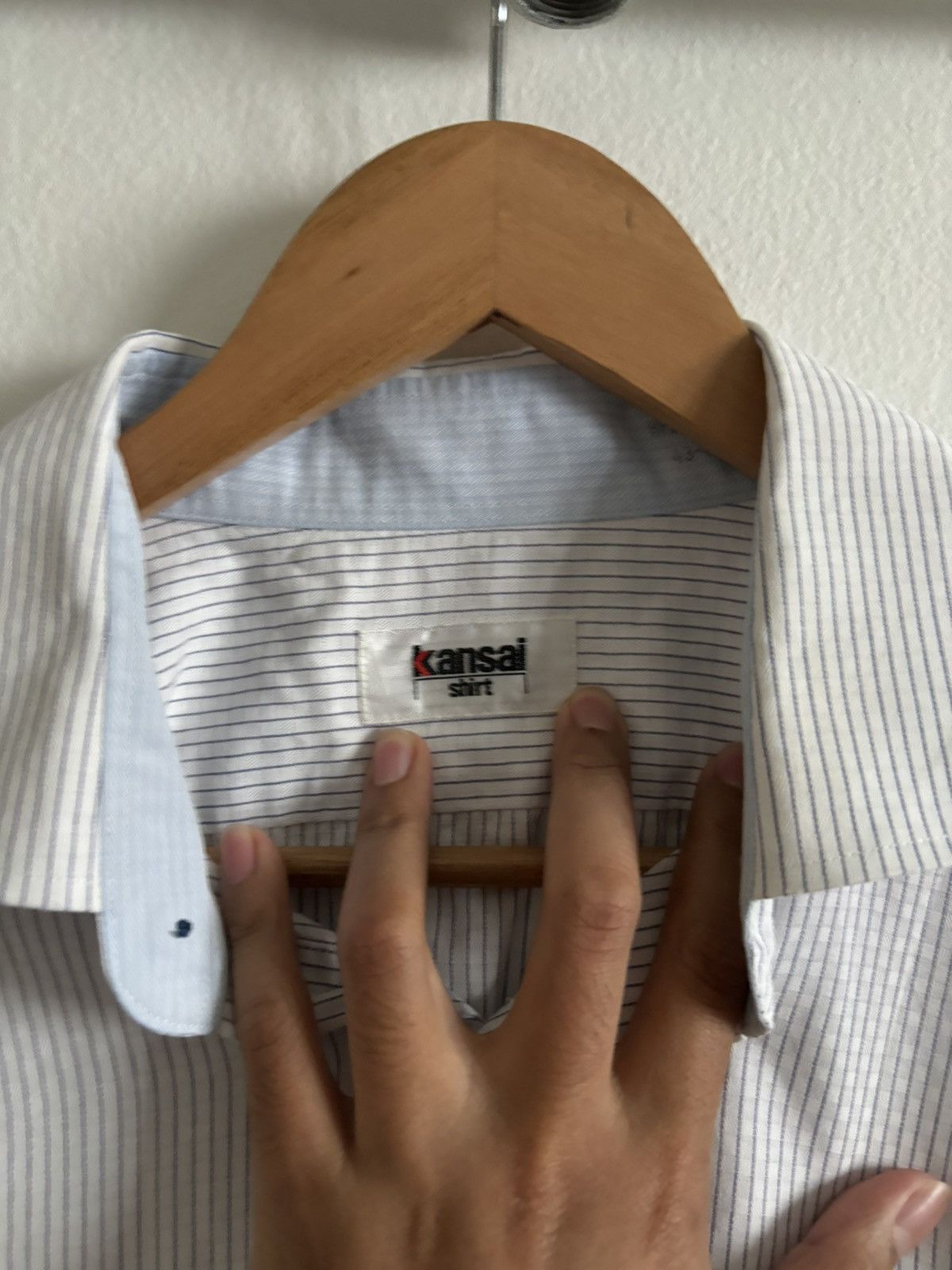 Kansai Yamamoto Kansai Button Up Shirt long Sleeve (white and blue color) Size US XL / EU 56 / 4 - 3 Thumbnail