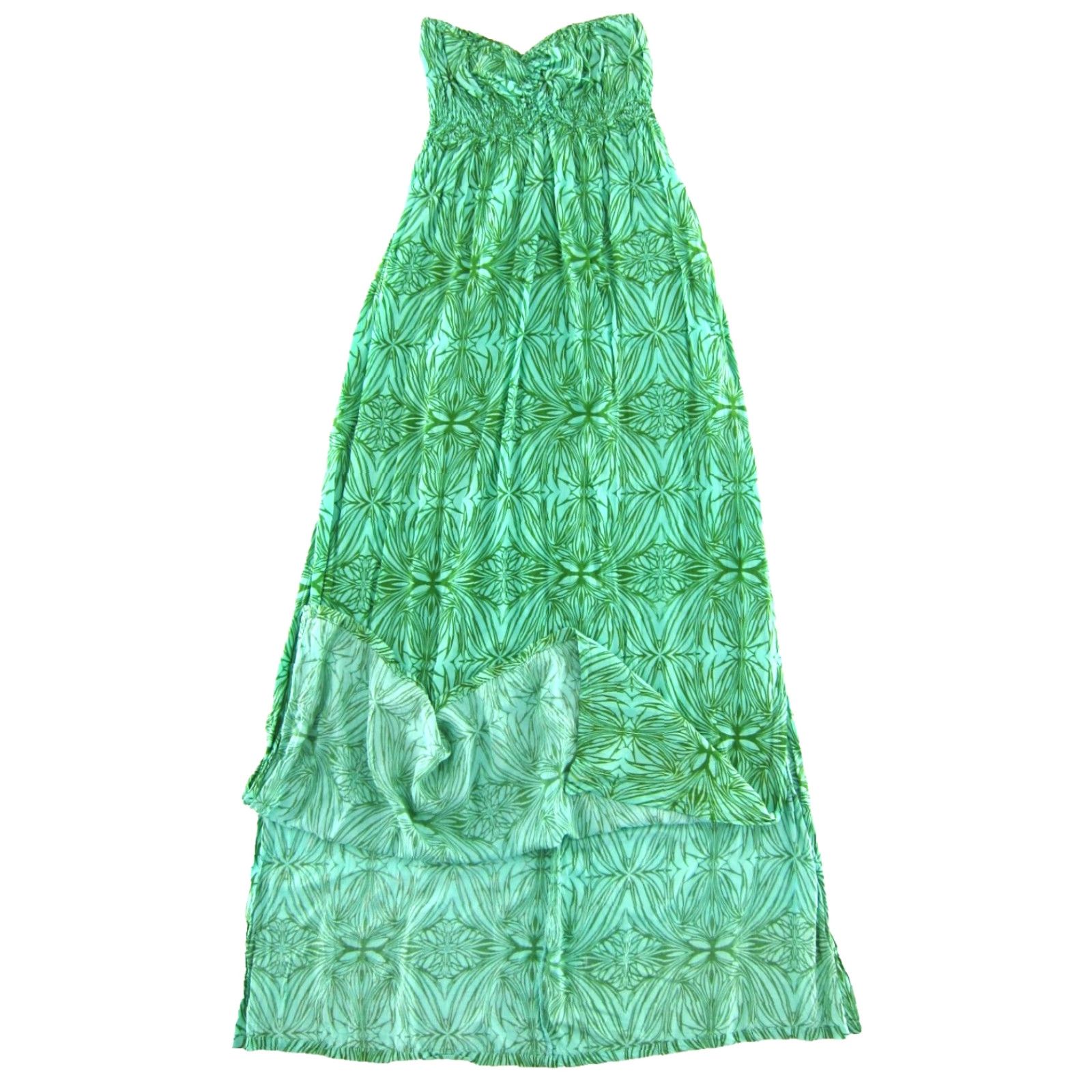 Vintage VINTAGE Nectar Creations Dress Maxi M Green Floral Hawaii Strapless Long Rayon Dress Women's Size M / US 6-8 / IT 42-44 - 5 Thumbnail