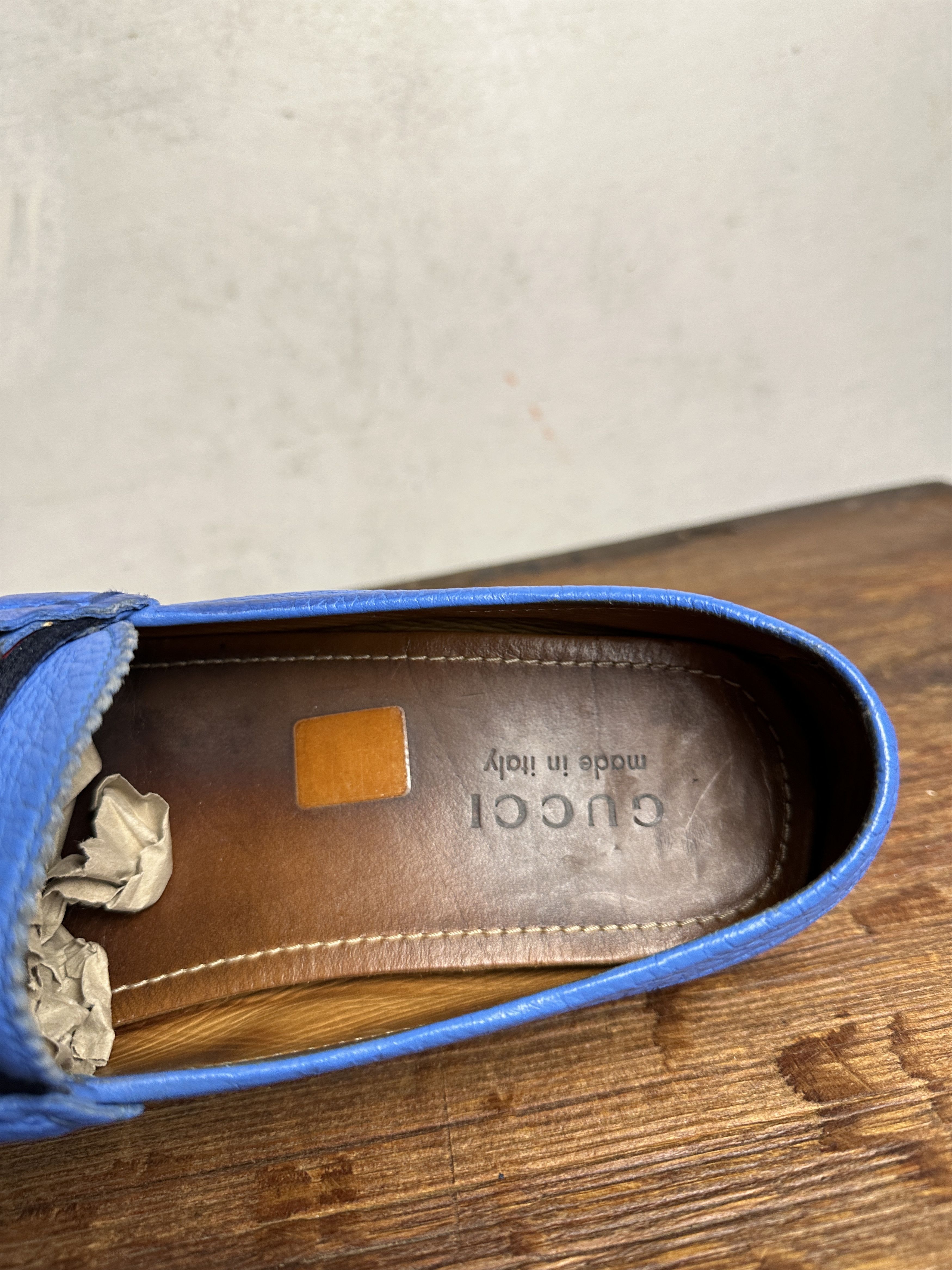 Gucci GUCCI BLUE LEATHER MOCCASINS Size US 9 / EU 42 - 10 Thumbnail