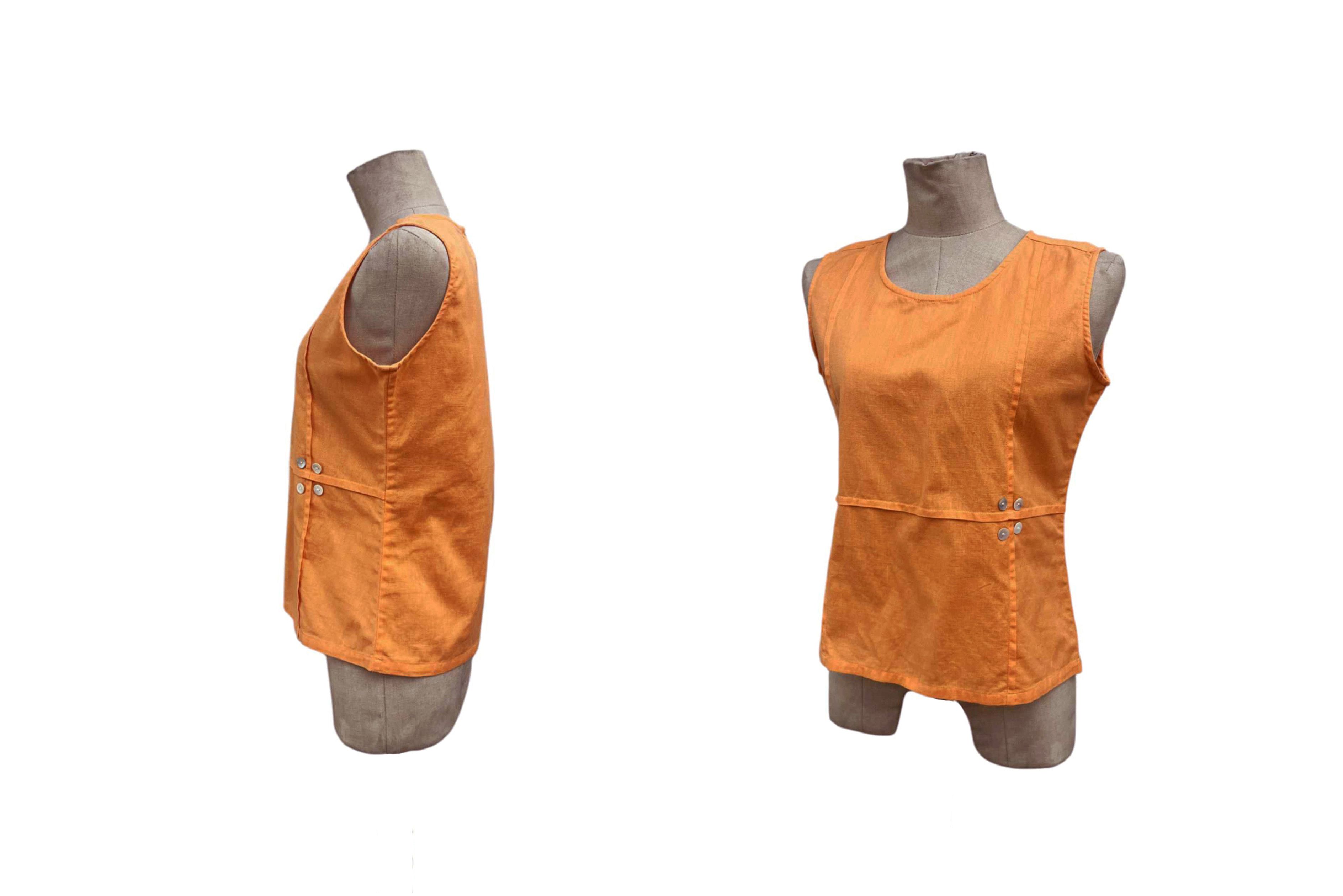 Vintage Linen and cotton sleeveless top, summer tank top Size S / US 4 / IT 40 - 7 Thumbnail