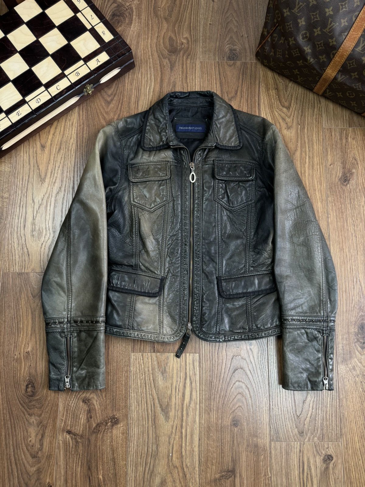 Trussardi Vintage leather jacket Trussardi Italy original item Size US S / EU 44-46 / 1 - 1 Thumbnail