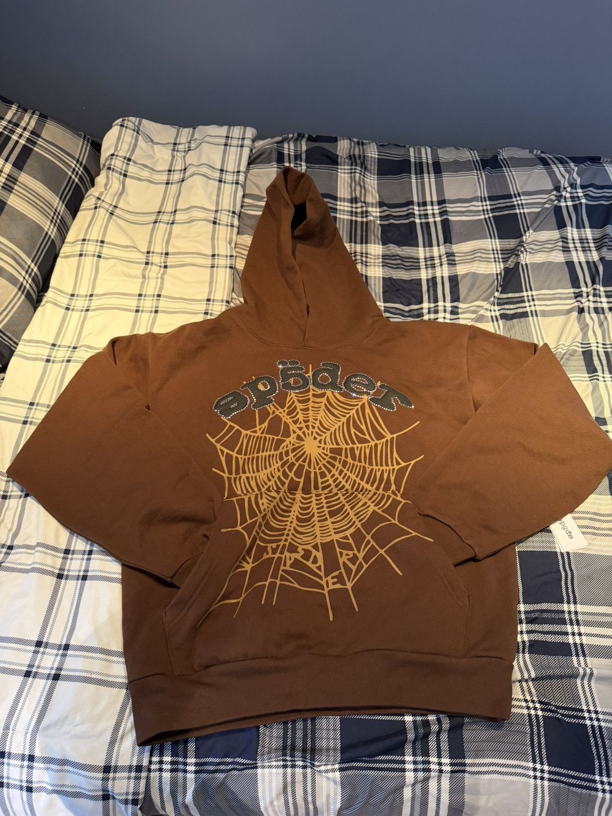 Sp5der Brown Rhinestone Sp5der Hoodie Size US M / EU 48-50 / 2 - 1 Thumbnail