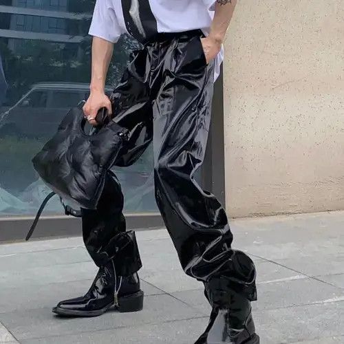 Japanese Brand Faux Leather Wide Leg Pants Trousers Size US 27 - 4 Thumbnail
