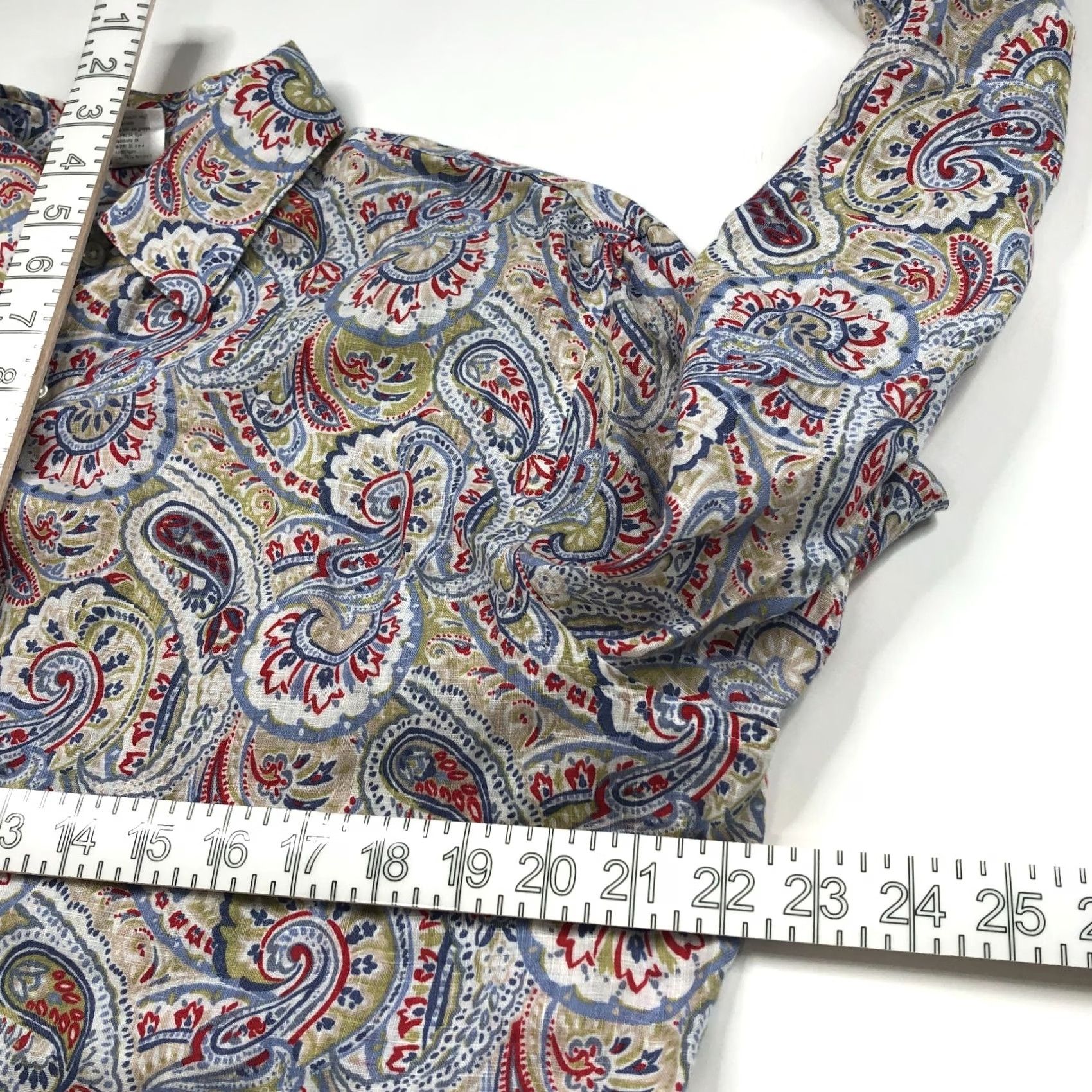 Vintage Robert Friedman 16/33 MED 100% Linen Italy Paisley Mens Button LS Shirt Blue Size US M / EU 48-50 / 2 - 6 Thumbnail