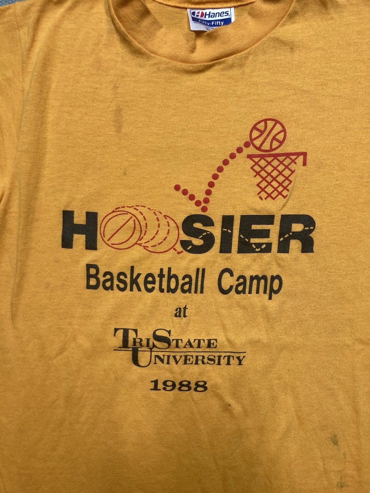 Hanes × Vintage t shirt Hoosier basketball camp Indiana tri sta university S Size US S / EU 44-46 / 1 - 2 Thumbnail