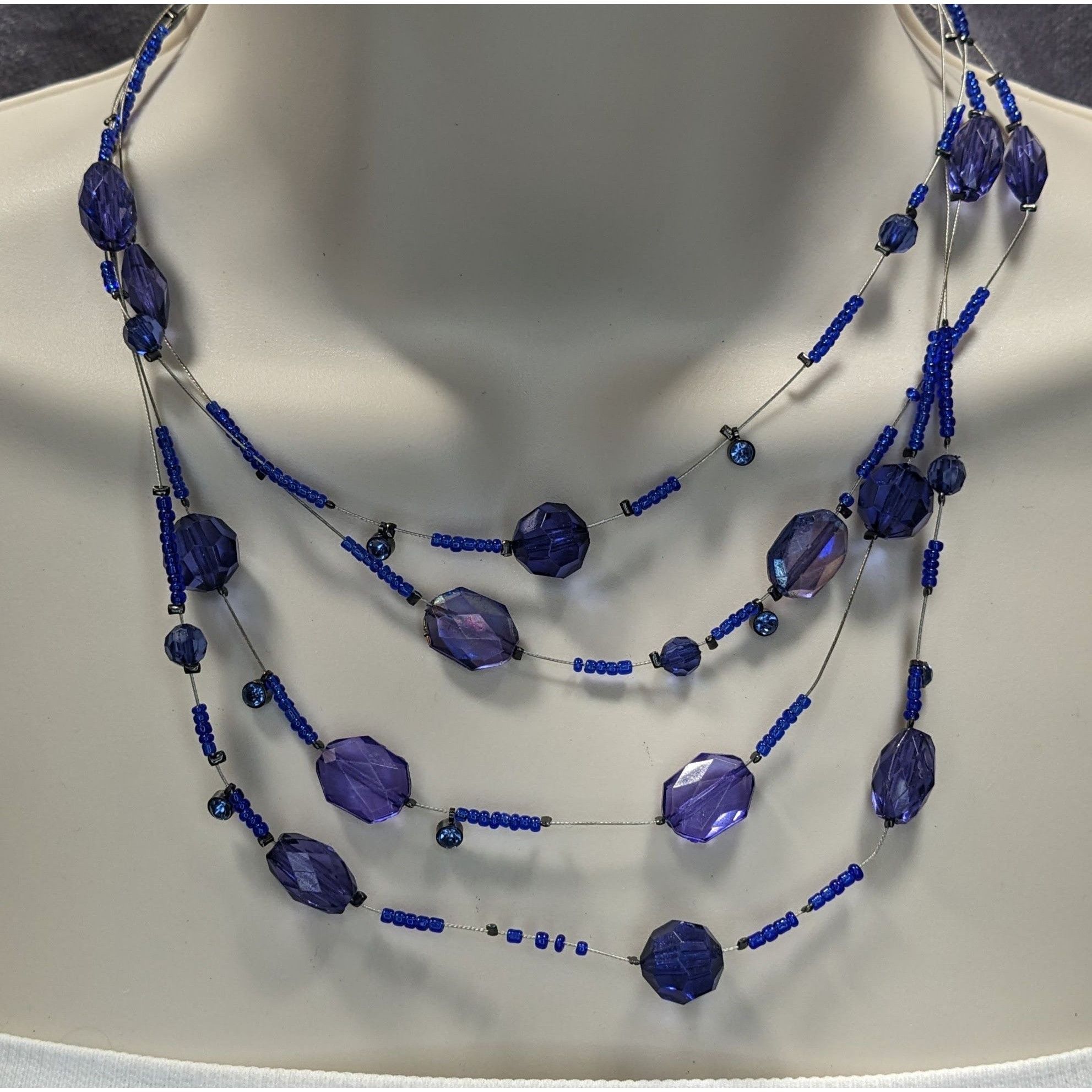 Other Blue Multi-Strand Beaded Necklace With Faceted Glass Beads Size ONE SIZE - 1 Thumbnail