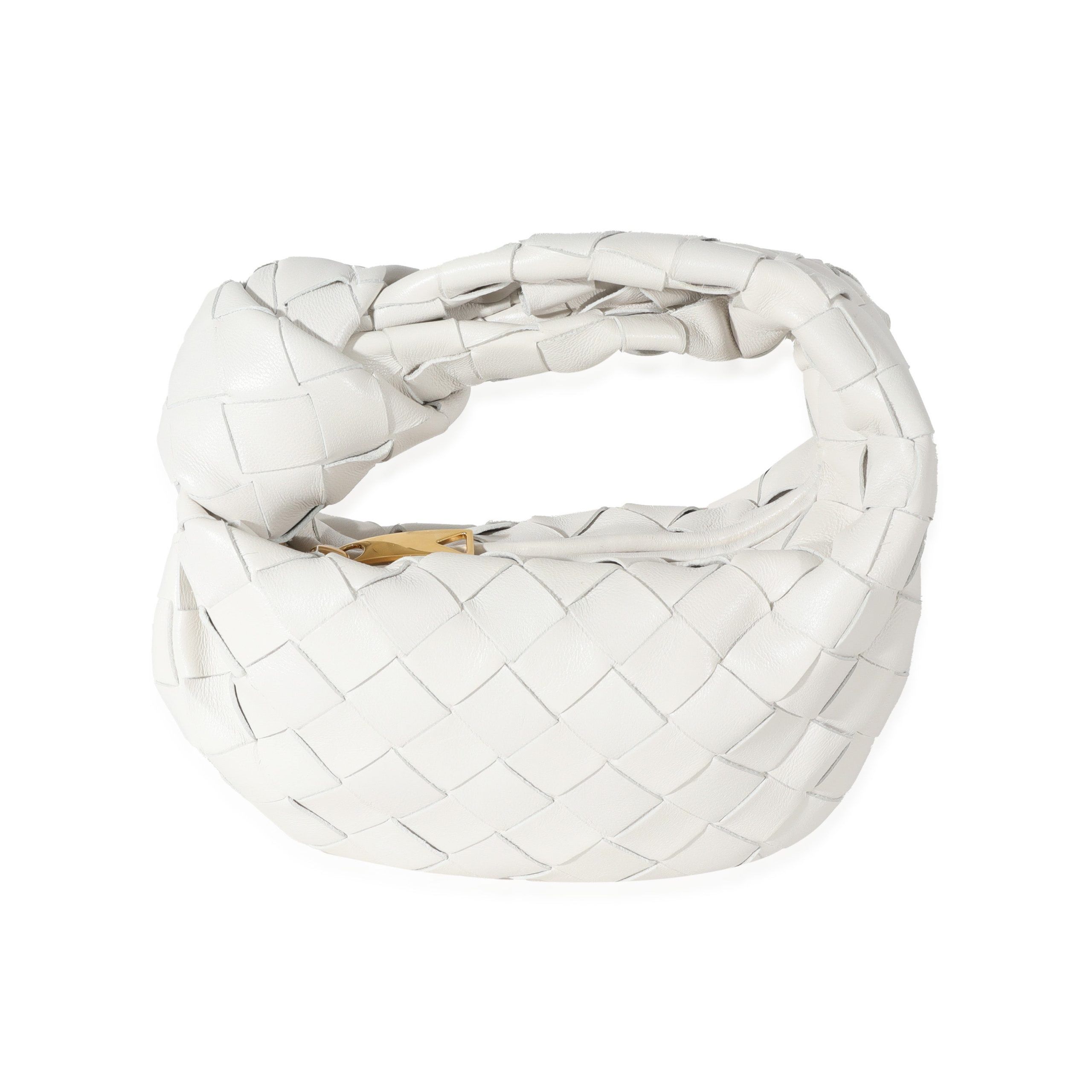 image of Bottega Veneta Chalk Intrecciato Lambskin Candy Jodie in White, Women's