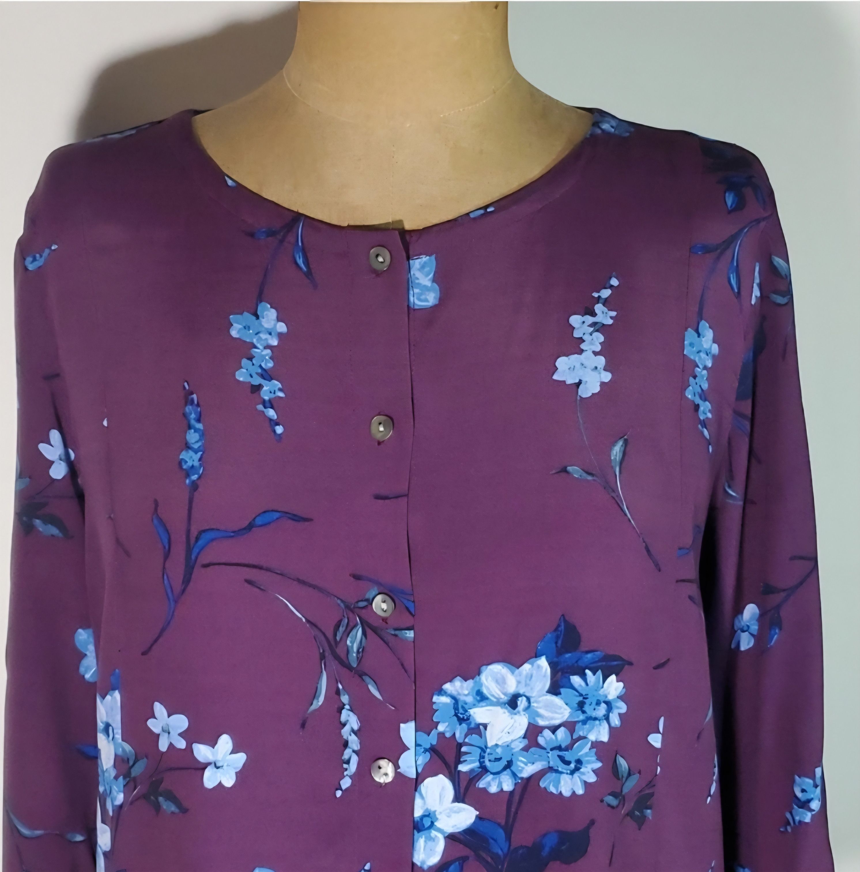 J. Jill J. Jill Size M Tunic Top Blouse Button Down Purple Blue Size M / US 6-8 / IT 42-44 - 6 Thumbnail
