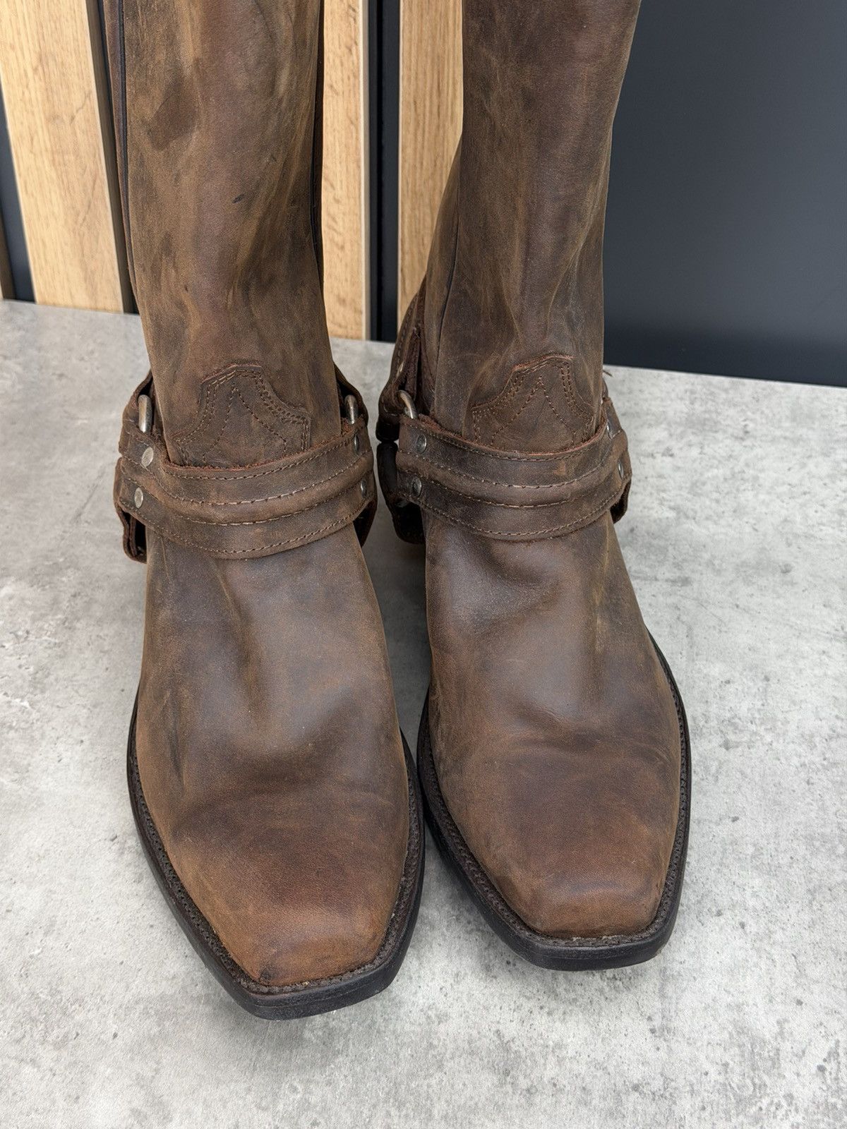 Stars & Stripes Stars & Stripes Brown Leather Biker Western Cowboy Boots Size US 11.5 / EU 44-45 - 7 Thumbnail