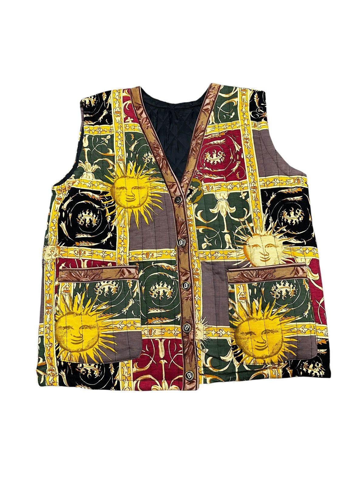 Japanese Brand Vintage 90s Barouqe Quilted Vest Similar To Versace Size US M / EU 48-50 / 2 - 1 Thumbnail