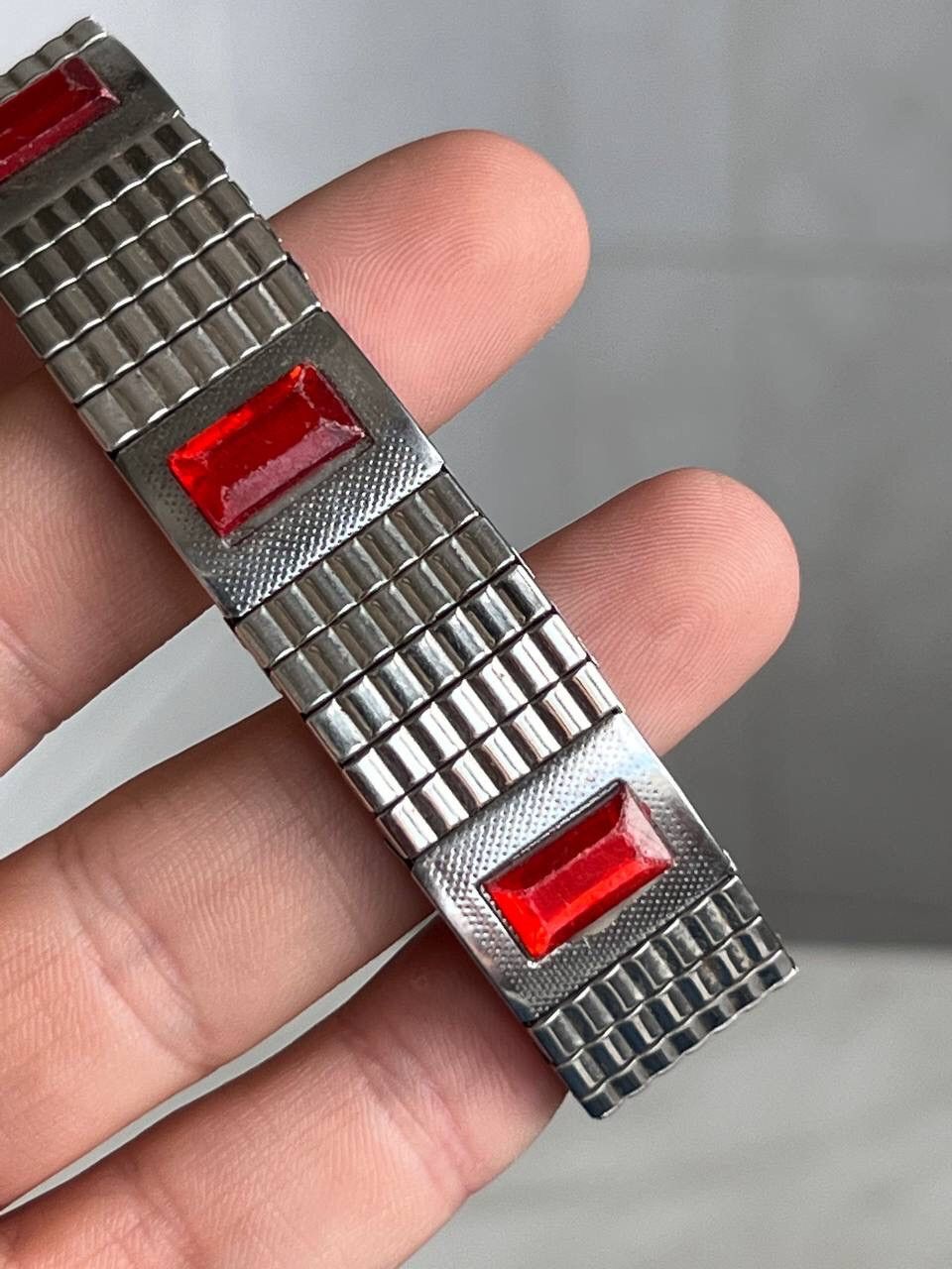 Jewelry Bracelet Silver Chrome Red Stone Crystal Y2K 90s Jewelry Size ONE SIZE - 8 Thumbnail