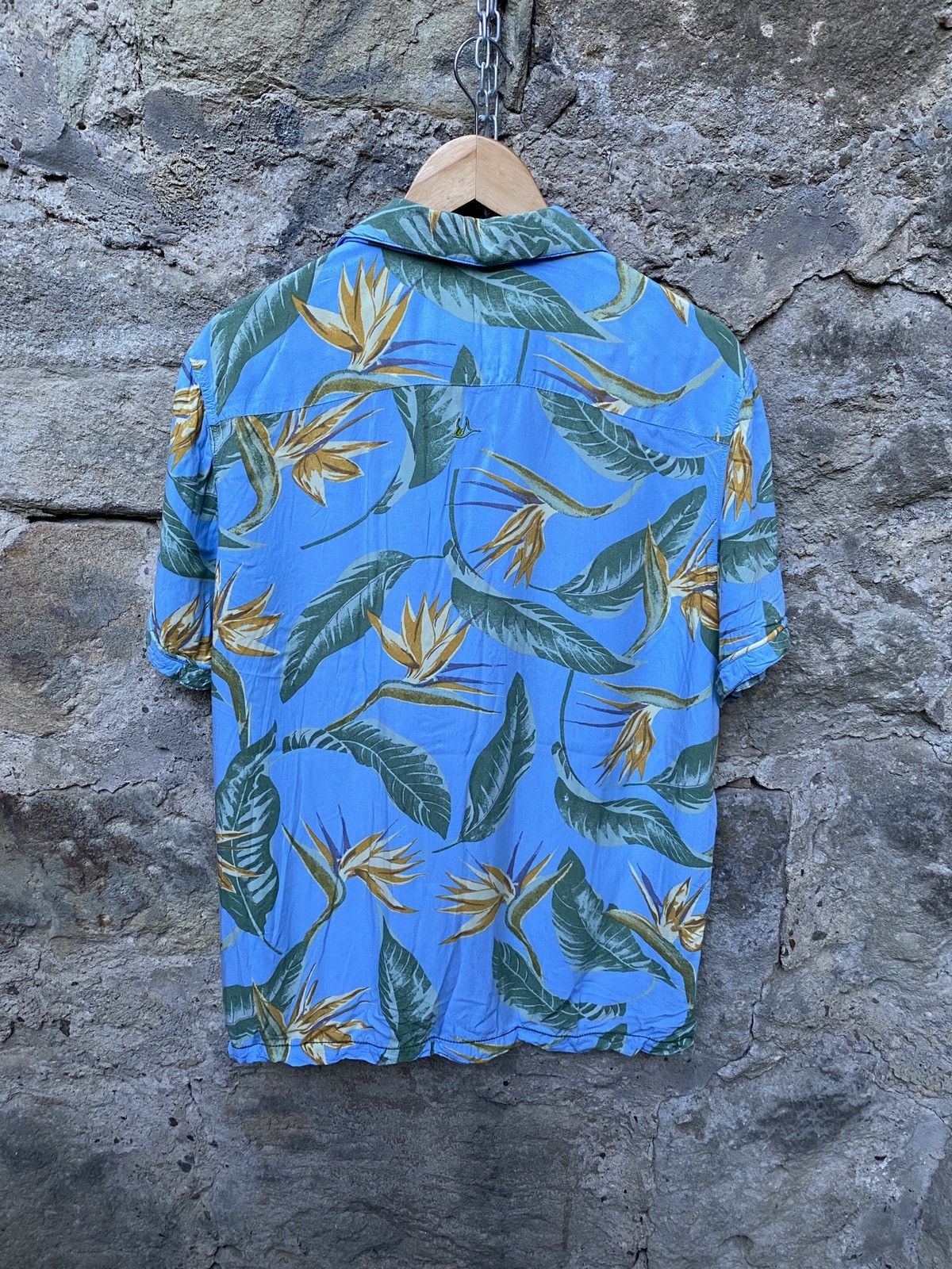 Vintage Blue Vintage Hawaiian Short Sleeve Shirt Floral Leaves Size US L / EU 52-54 / 3 - 7 Thumbnail