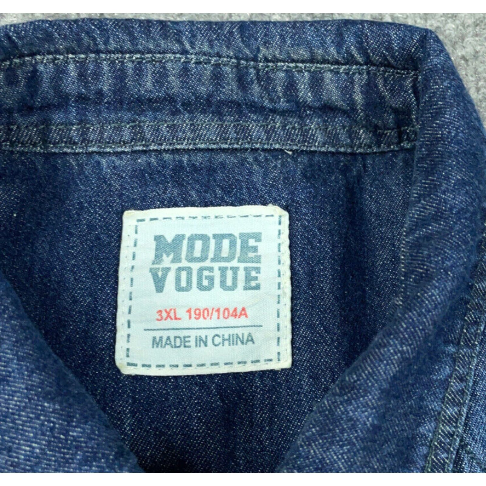 Denime Western Style Shirt Adult XL Dark Blue Denim Snap Button Rockabilly Workwear Size US XL / EU 56 / 4 - 6 Thumbnail