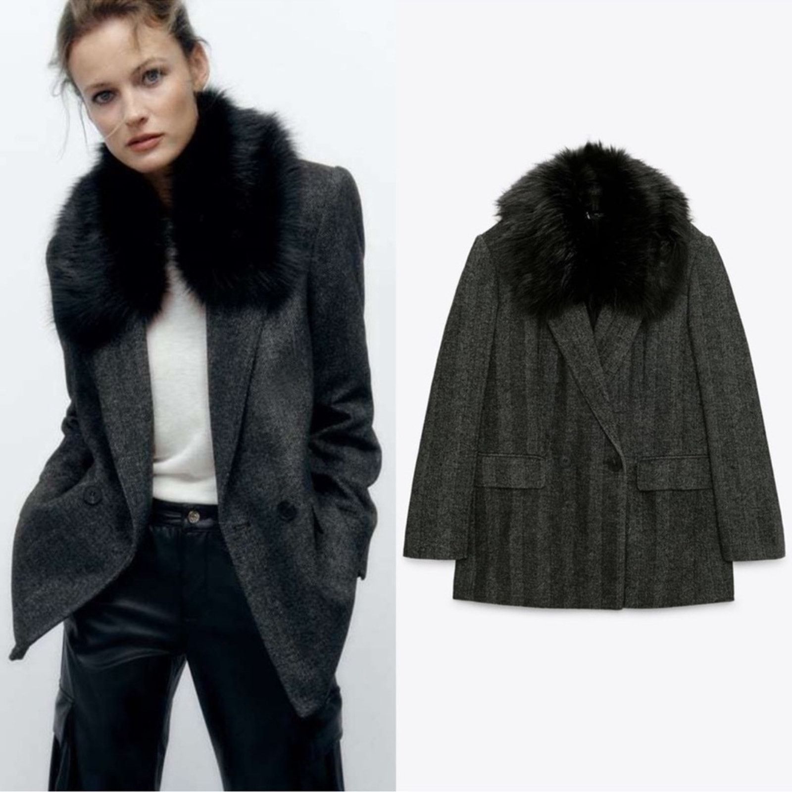 Zara Zara Herringbone Blazer S Size S / US 4 / IT 40 - 4 Thumbnail