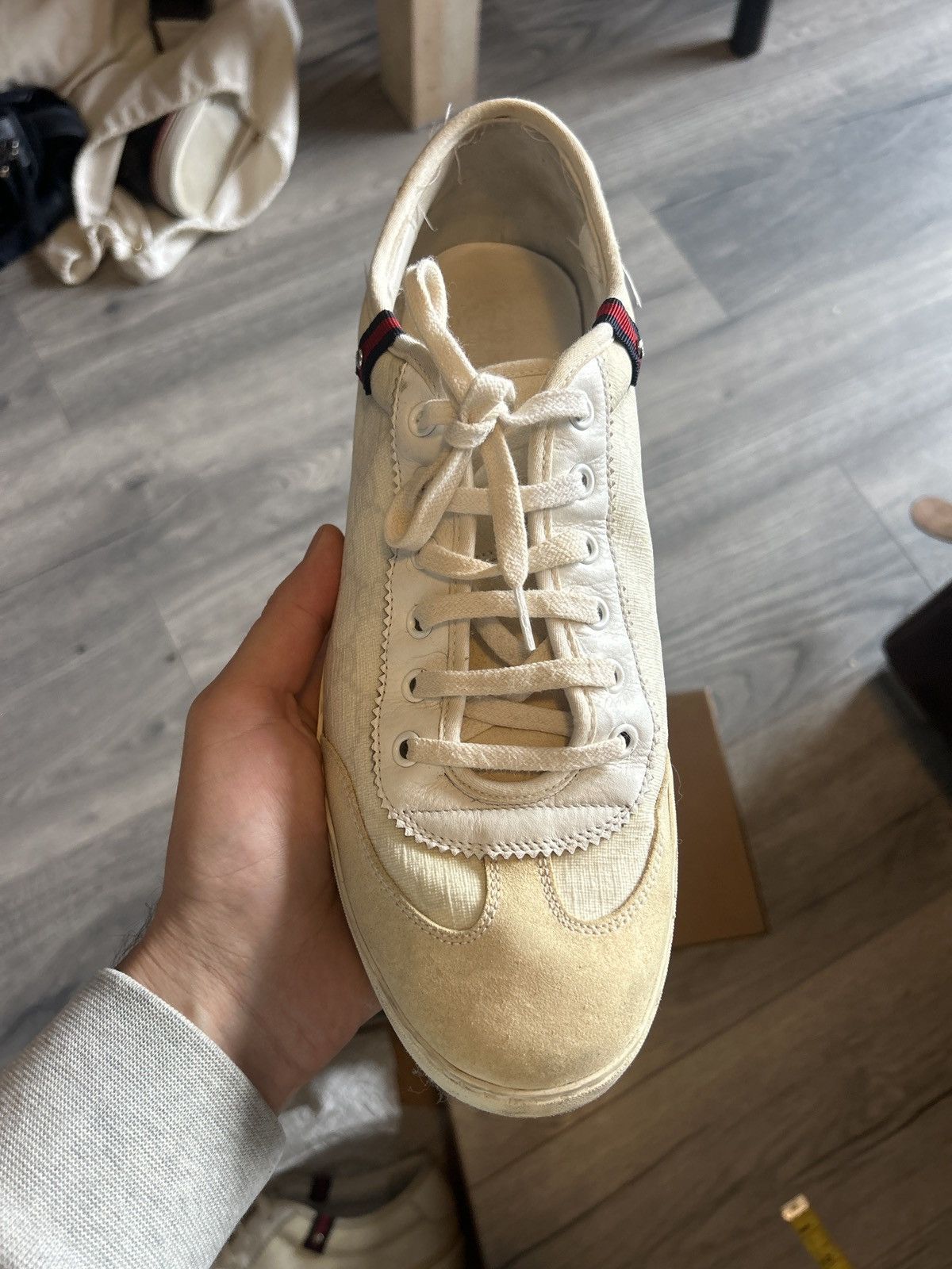 Gucci Gucci Off-White Monogram Low-Top Sneakers - Size 9 G Size US 9 / EU 42 - 14 Thumbnail