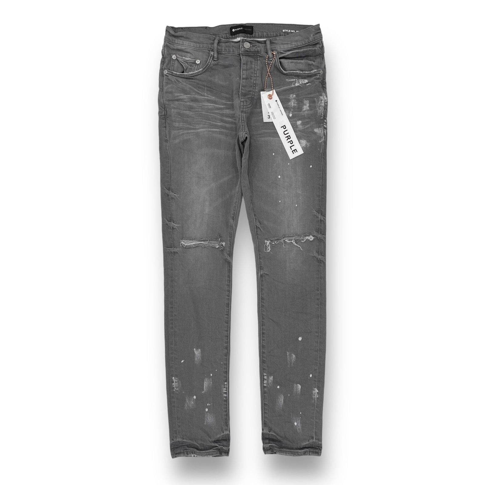 image of Purple P001- Worn Grey Knee Slit, Men's (Size 33)
