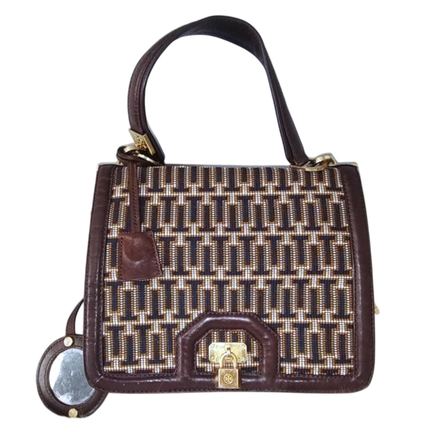 Tory Burch 2011 Runway Woven Shoulder Bag W/mirror Euc in Brown, Women's
