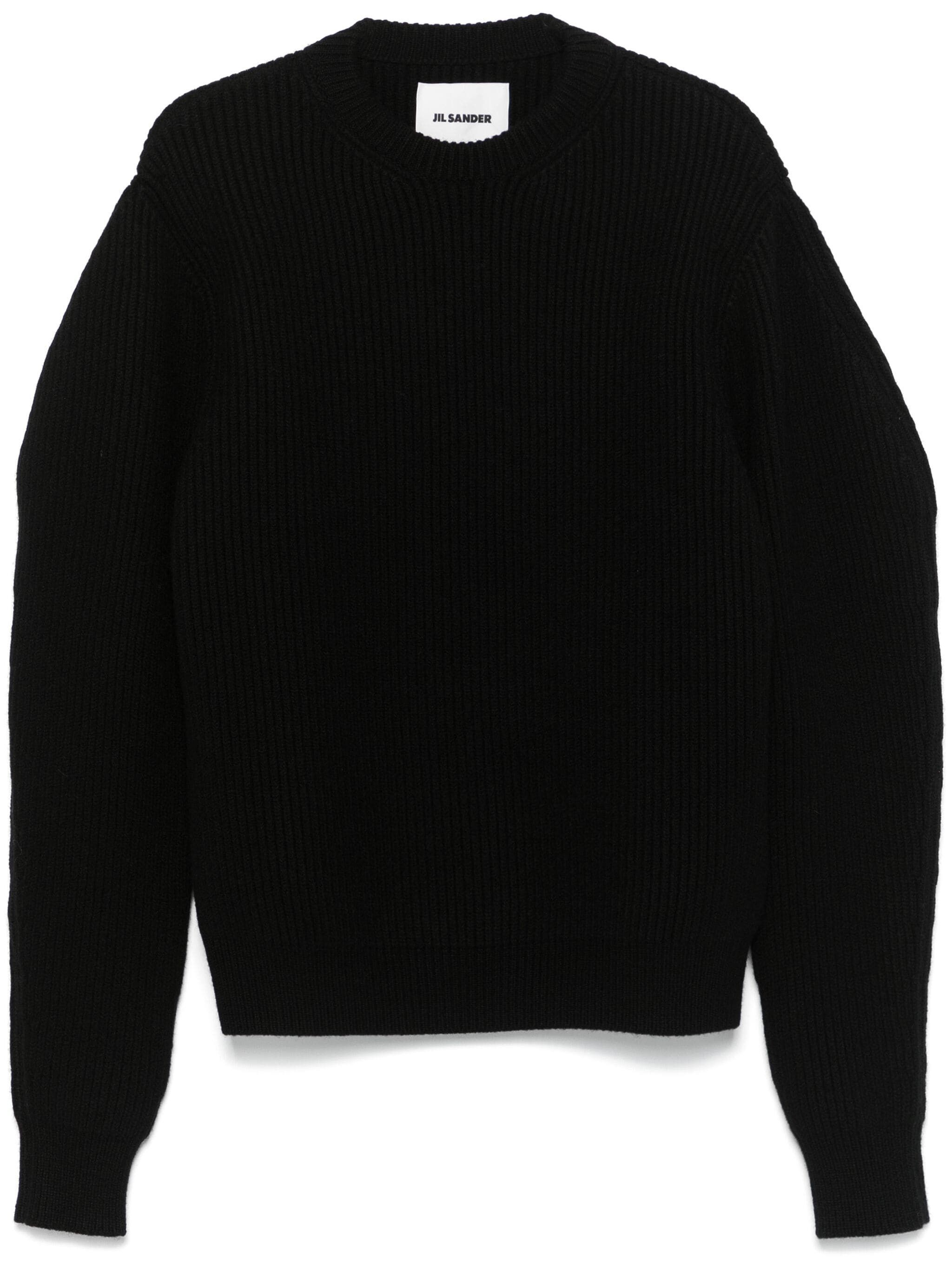 Jil Sander o1s22i1n1024 Oversized Ribbed Wool Pullover Sweater in Black Size US M / EU 48-50 / 2 - 1 Thumbnail