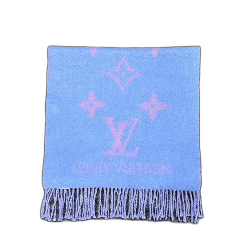 Louis Vuitton Blue Purple Cashmere Scarf Louis Vuitton Size ONE SIZE - 1 Thumbnail