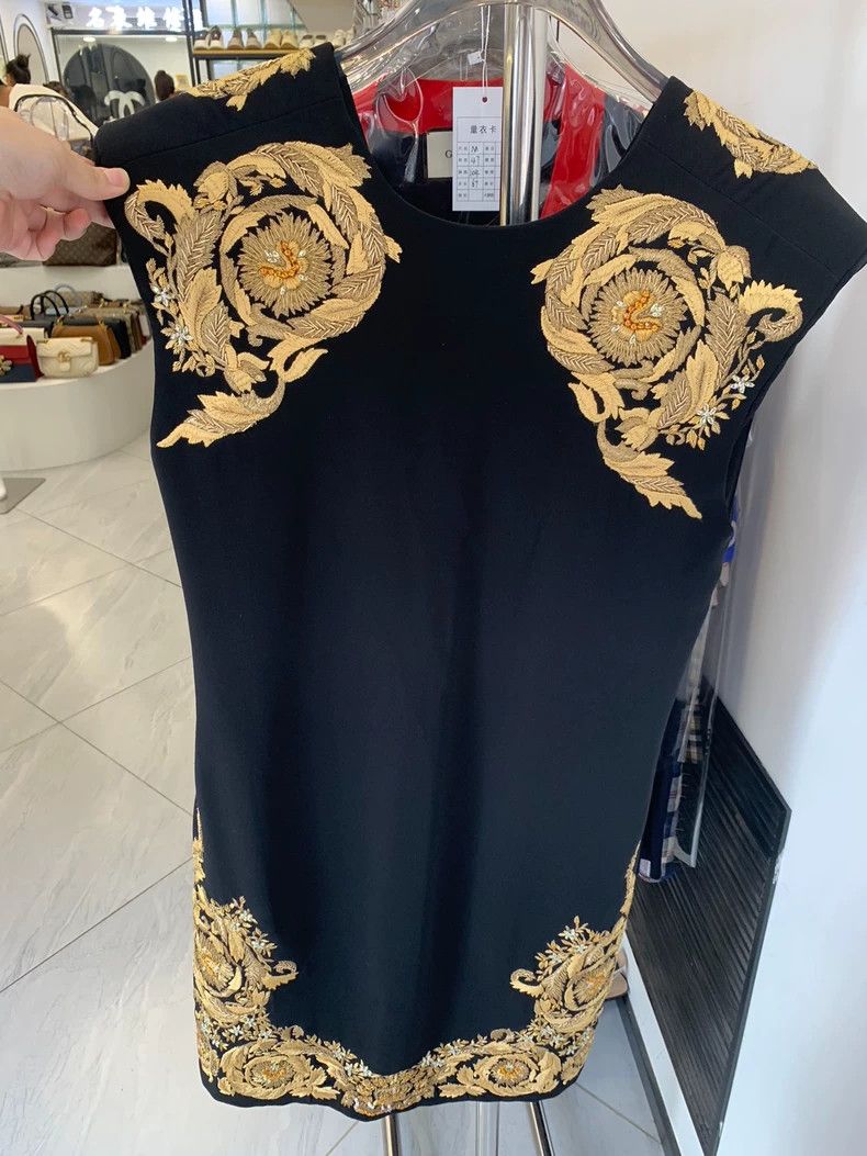 Versace Sleeveless embroidered printed dress
