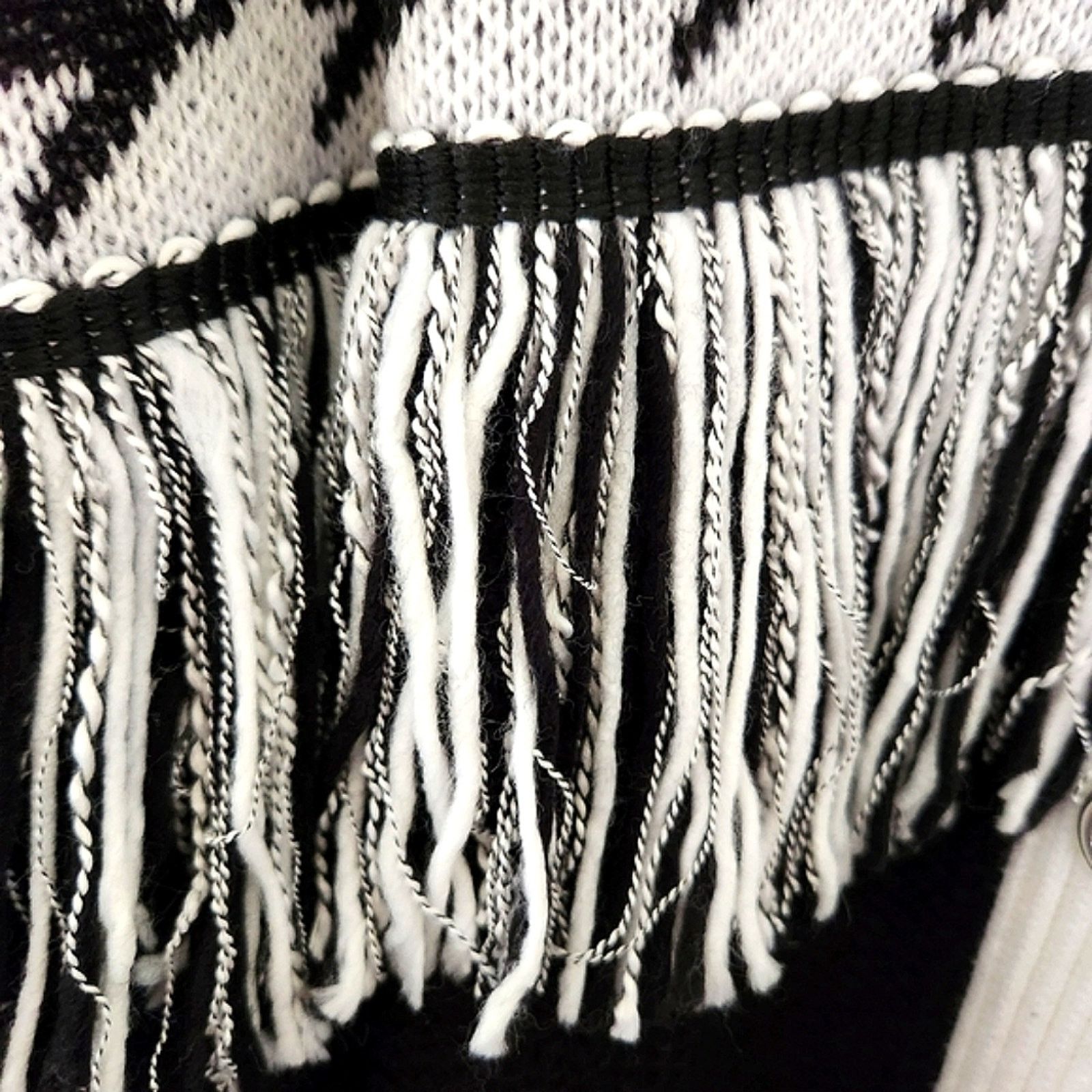Other BLACK /WHITE HOUNDSTOOTH ☆ FRINGED ☆ LONG CARDIGAN 5x ☆ NWT Size 4XL / US 24-26 - 7 Thumbnail