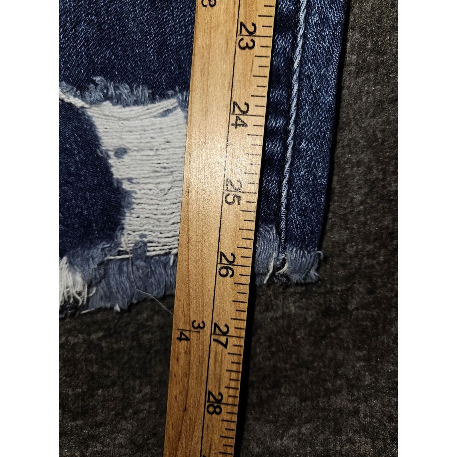 Vintage KanCan Jeans Womens 20 Blue Medium Wash Skinny High Rise Distressed Raw Hem Denim Plus Size 5-Pocket Pockets Stretch Jeans Mens? Size 42" / US 20 - 6 Thumbnail