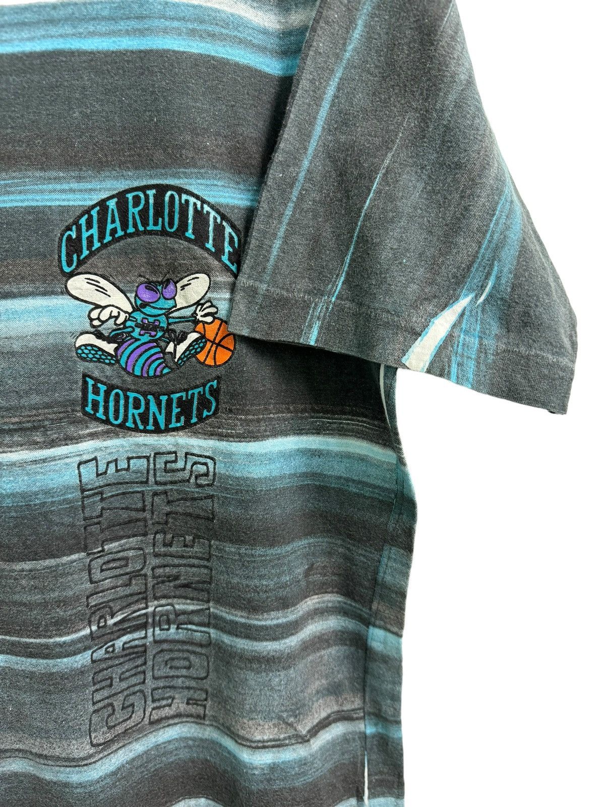 Marvel Comics × NBA × Vintage Vintage 90s Charlotte Hornets NBA Stripes Tye Dye Size US M / EU 48-50 / 2 - 7 Thumbnail