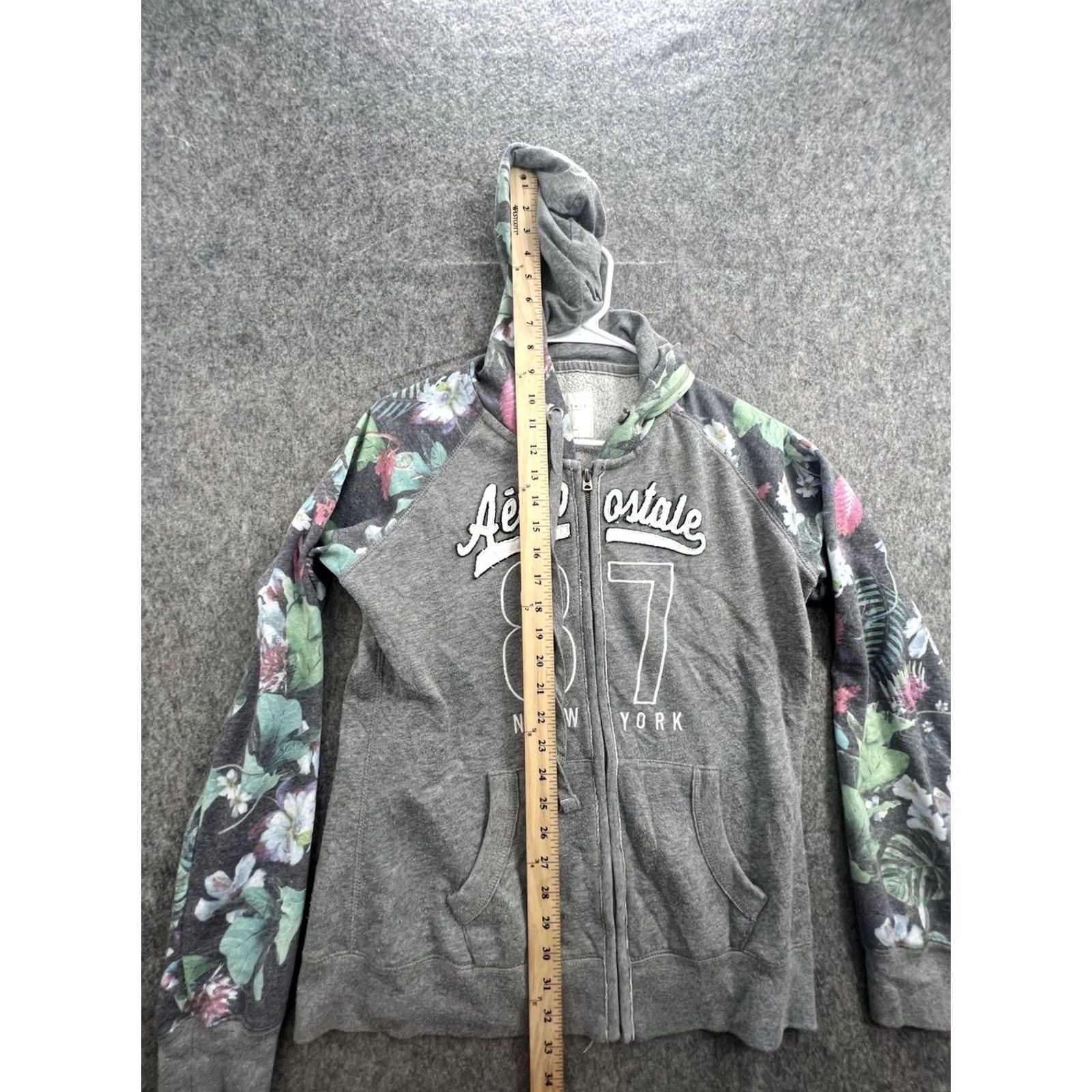 Vintage Aéropostale Hoodie Women Full Zip Gray Tropical Palm Leaf Embroidered Graphic Logo Sz M Jacket Size M / US 6-8 / IT 42-44 - 3 Thumbnail
