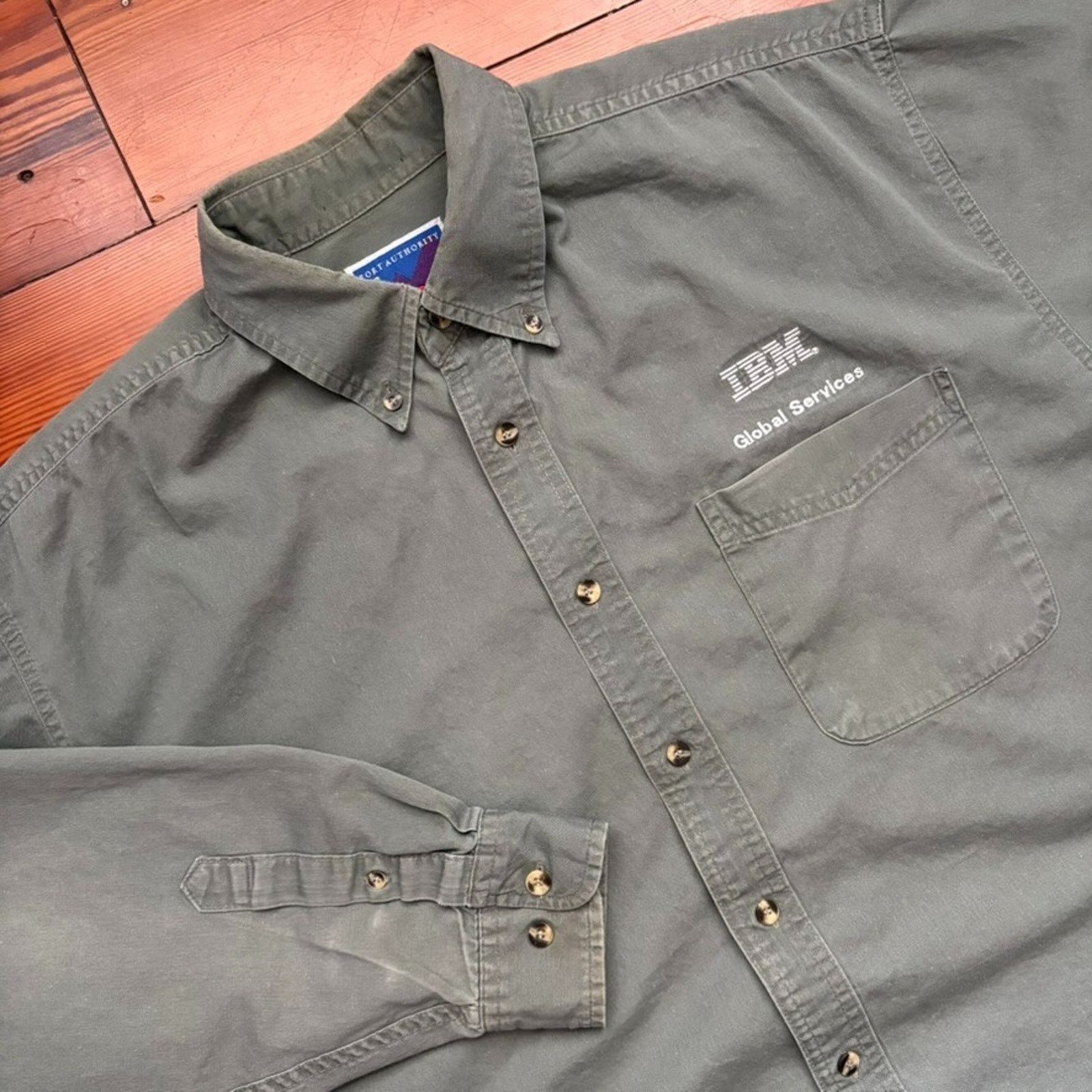 Vintage Vintage IBM Technology Button Up Shirt Men's Size L Green Size US L / EU 52-54 / 3 - 1 Thumbnail