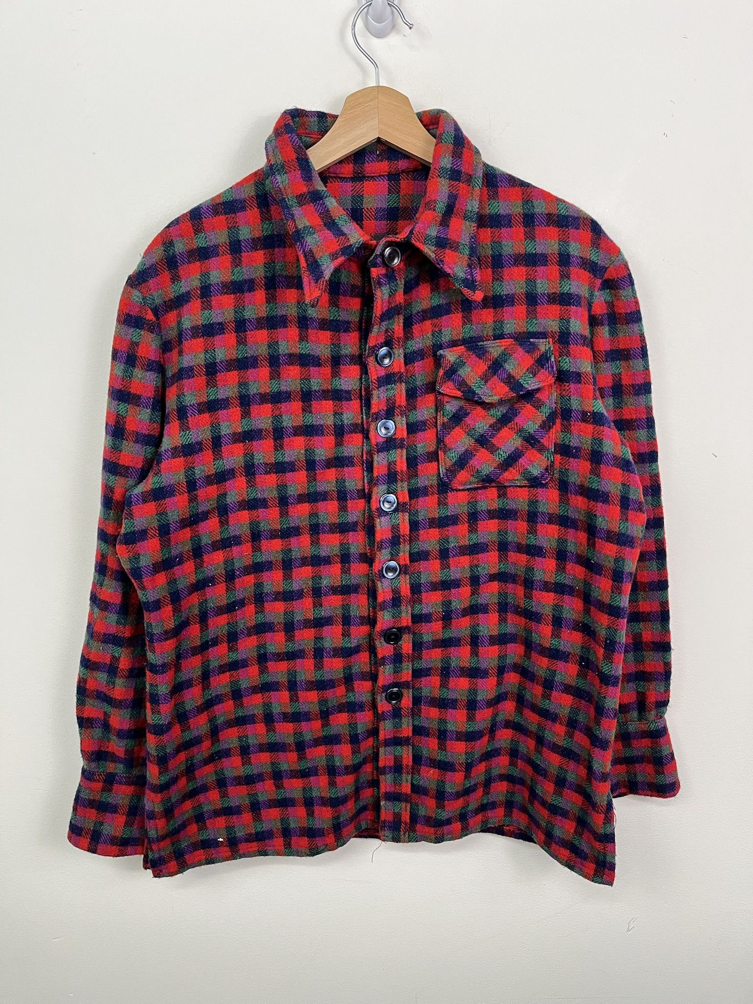 Flannel Vintage 1990s Wool Red Check Wool Flannel Size L Size US L / EU 52-54 / 3 - 1 Thumbnail